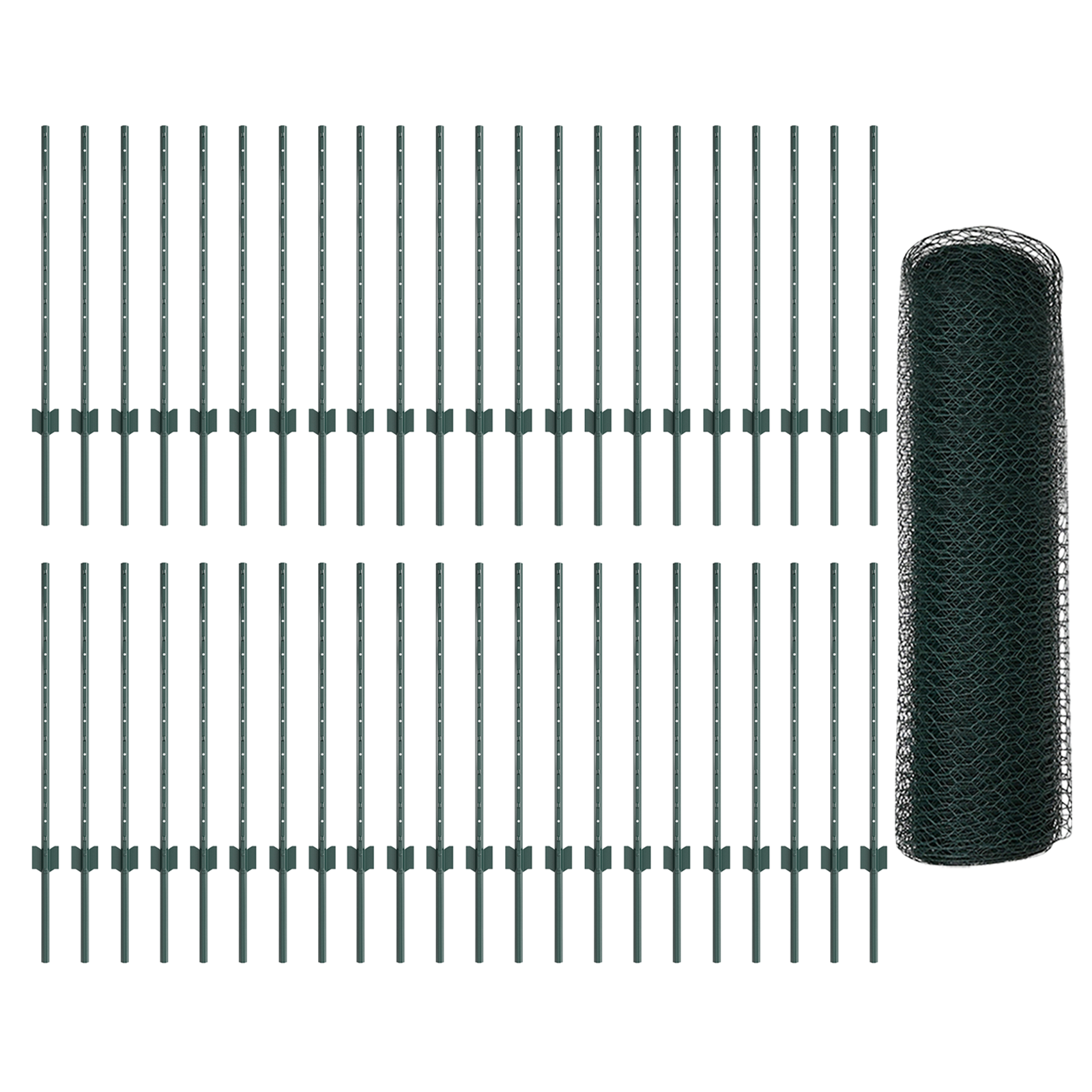 Fence Posts 11 pcs U-Channel Green 80 cm Steel - Image 4