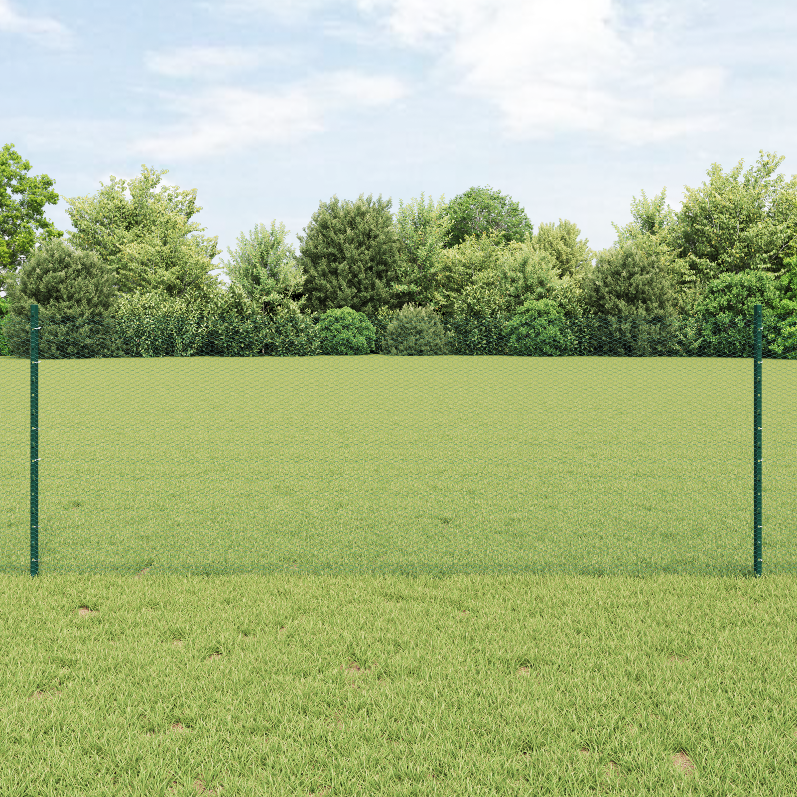 Fence Posts 11 pcs U-Channel Green 80 cm Steel