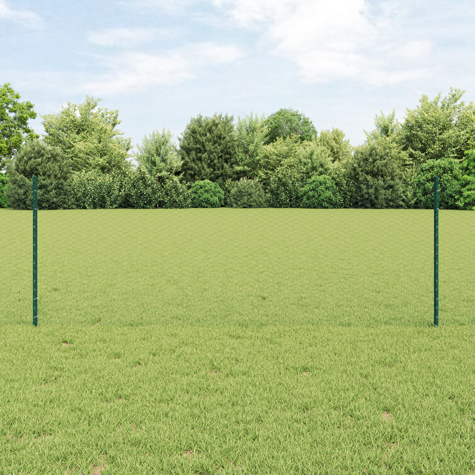 Fence Posts 11 pcs U-Channel Green 80 cm Steel