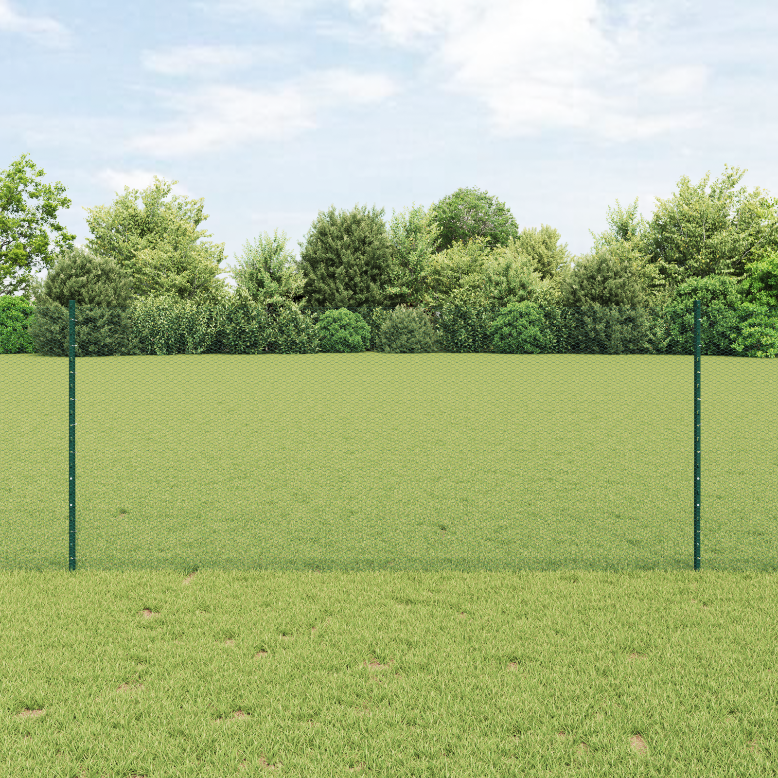 Fence Posts 11 pcs U-Channel Green 100 cm Steel