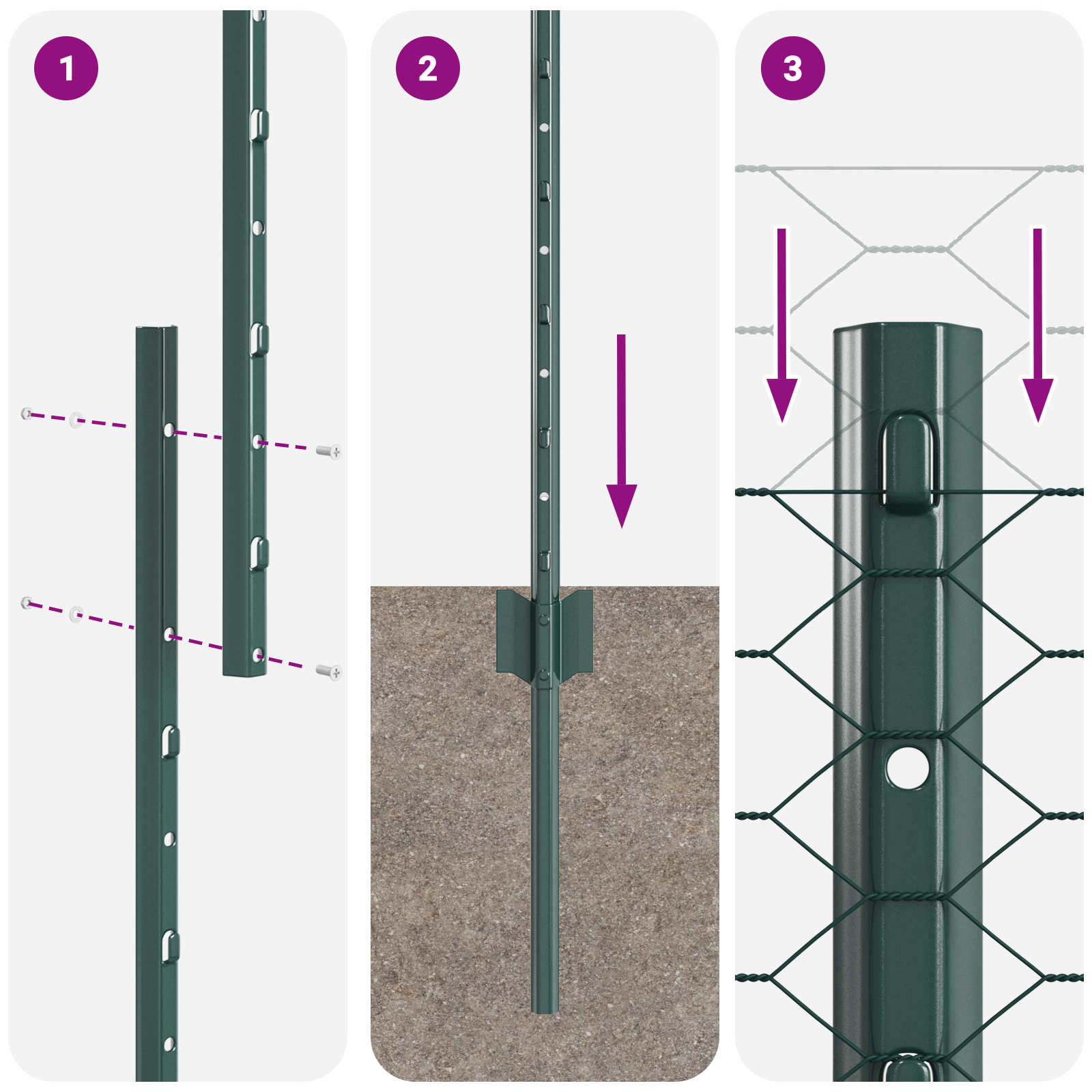 Fence Posts 11 pcs U-Channel Green 140 cm Steel - Image 10