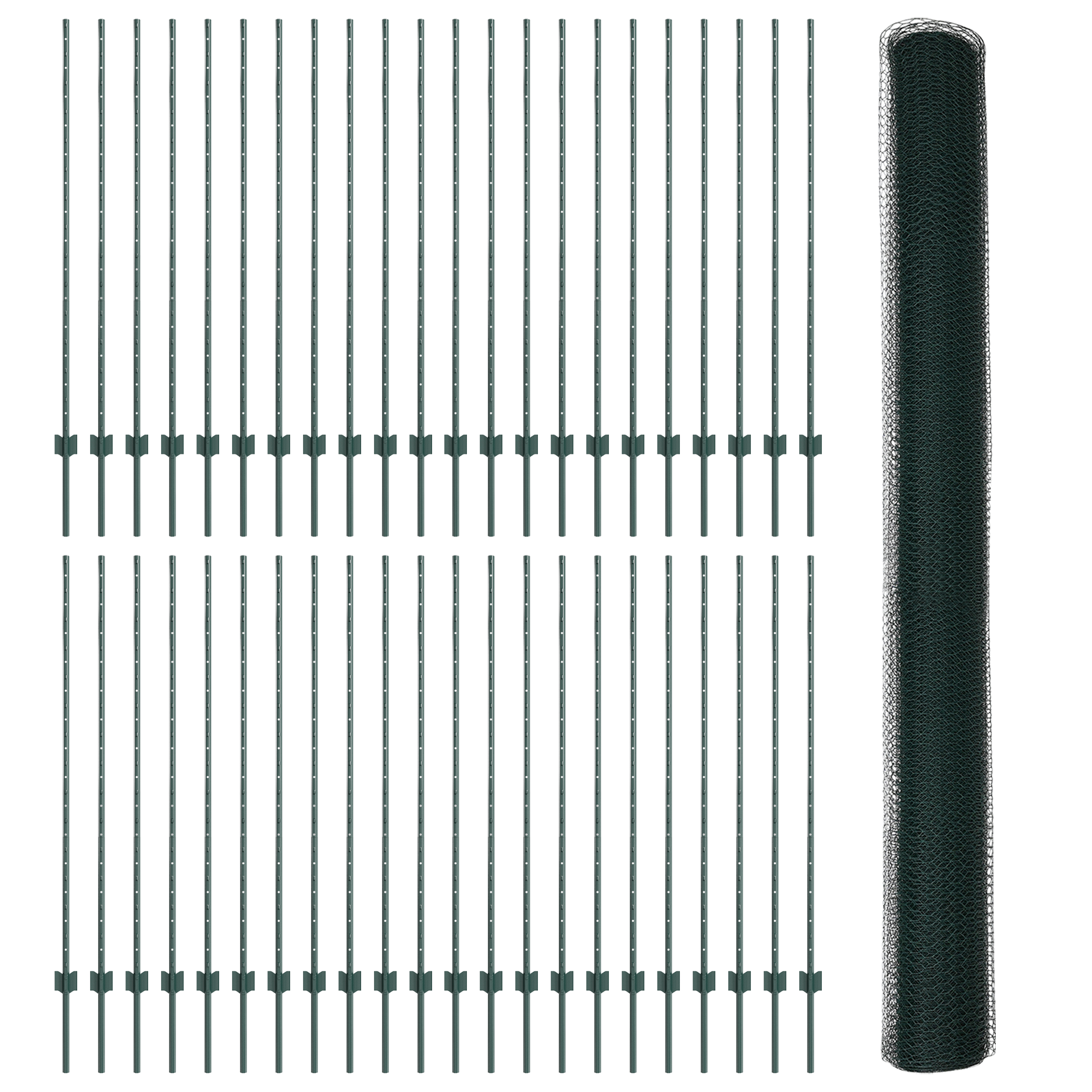 Fence Posts 11 pcs U-Channel Green 140 cm Steel - Image 4