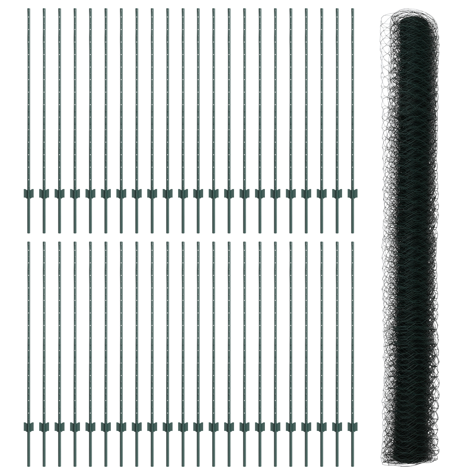 Fence Posts 11 pcs U-Channel Green 140 cm Steel - Image 4
