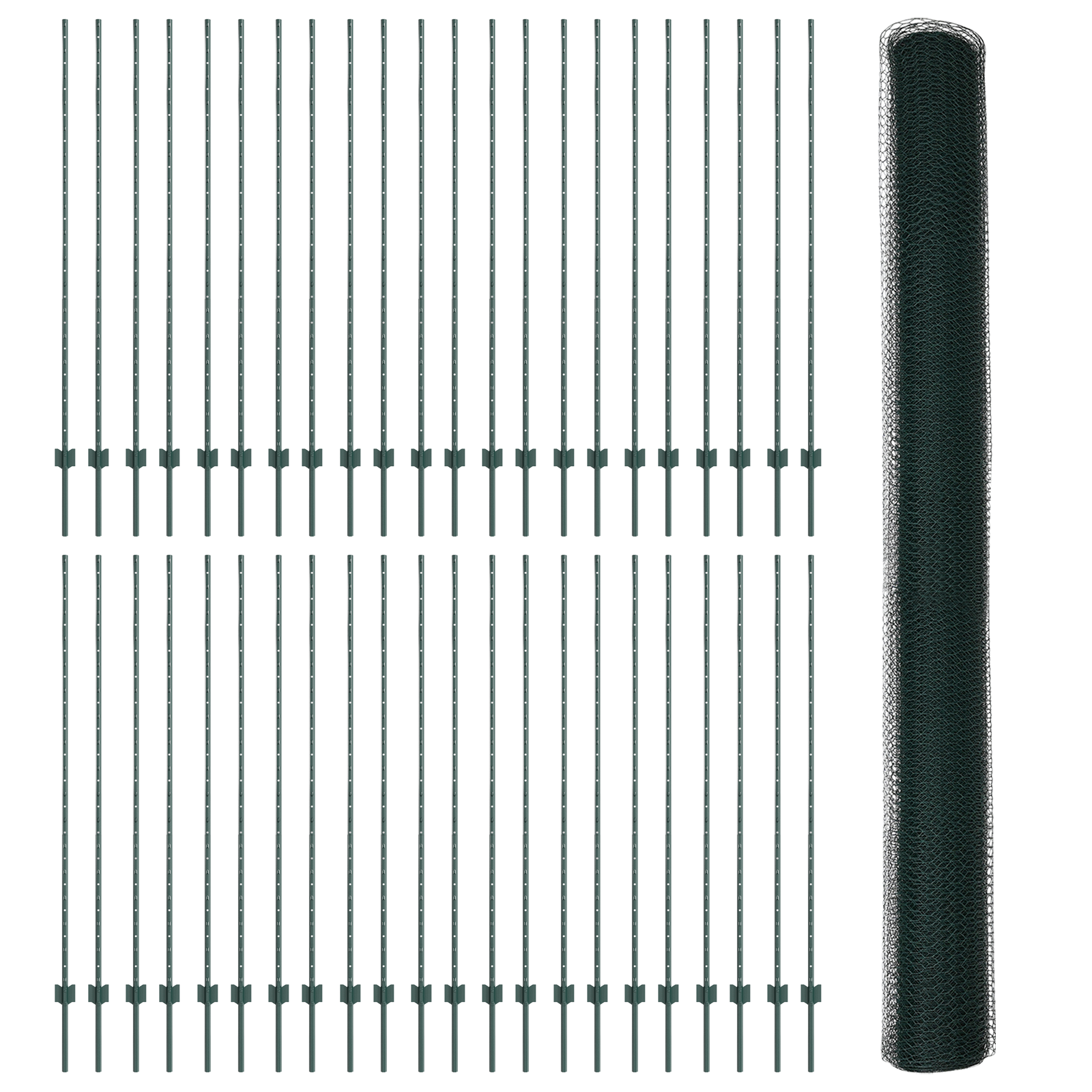 Fence Posts 11 pcs U-Channel Green 150 cm Steel - Image 4