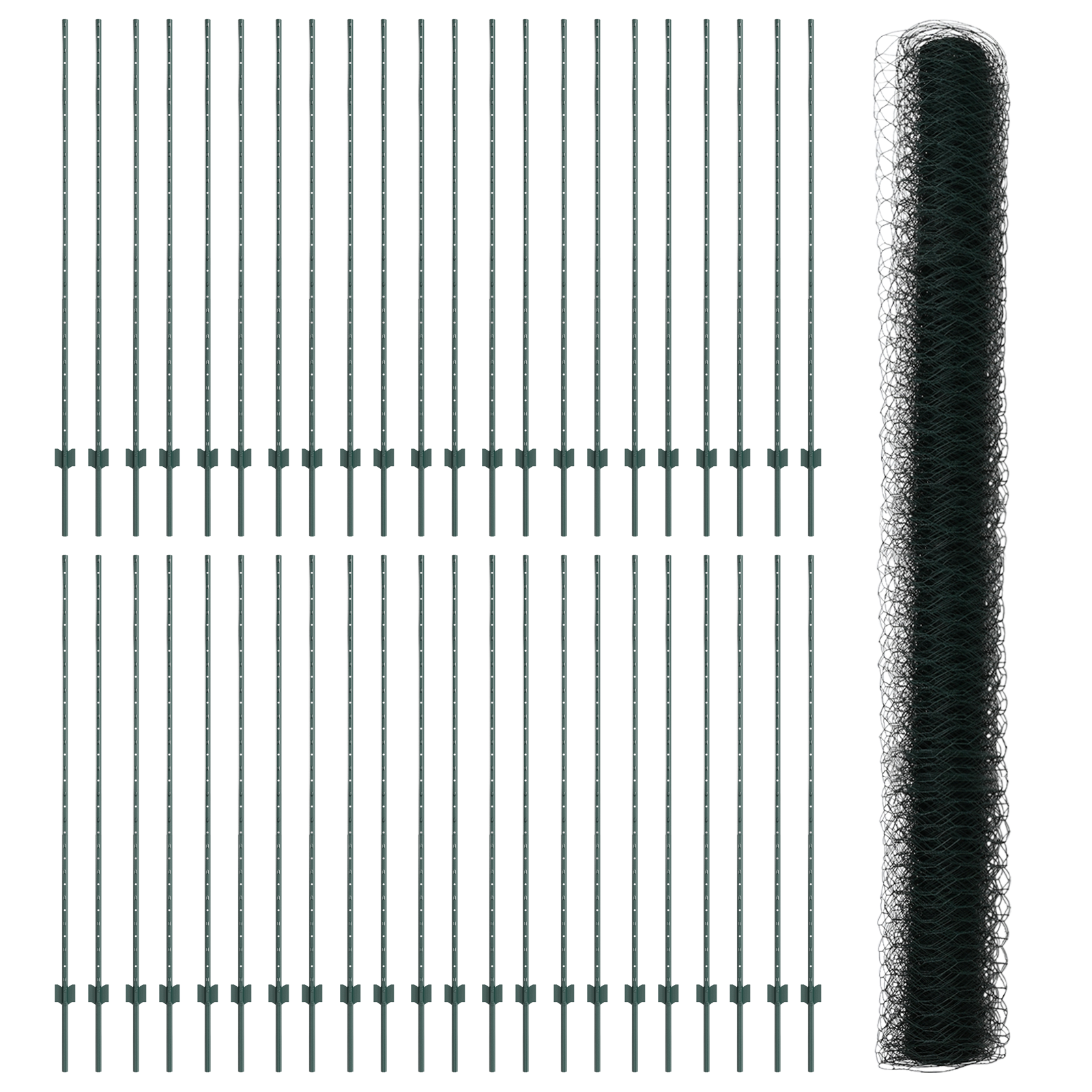 Fence Posts 11 pcs U-Channel Green 160 cm Steel - Image 4