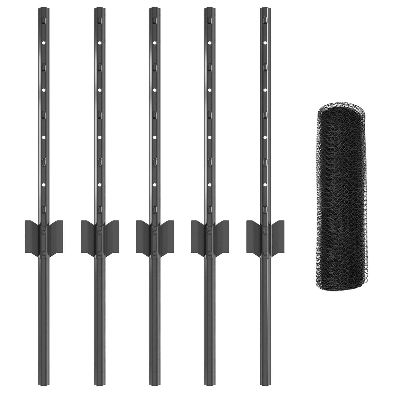 Fence Posts 5 pcs U-Channel Grey 40 cm Steel - Image 4