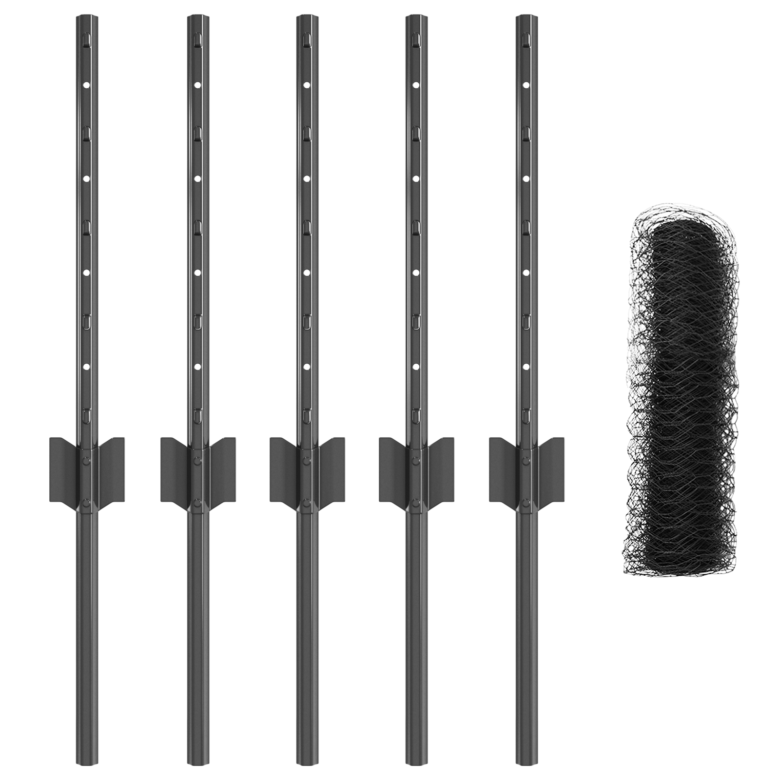 Fence Posts 5 pcs U-Channel Grey 40 cm Steel - Image 4