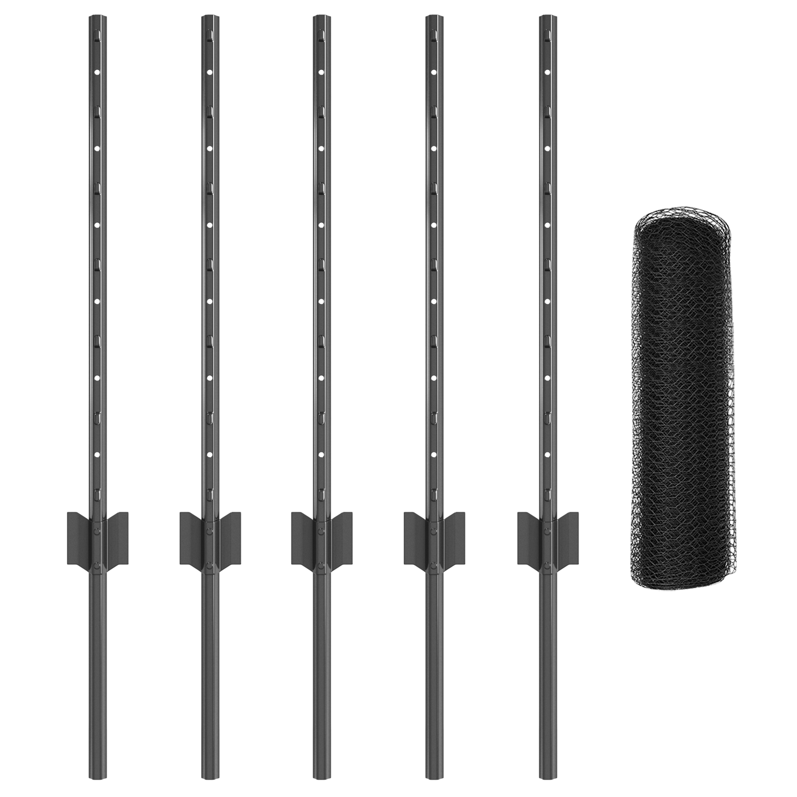 Fence Posts 5 pcs U-Channel Grey 60 cm Steel - Image 4
