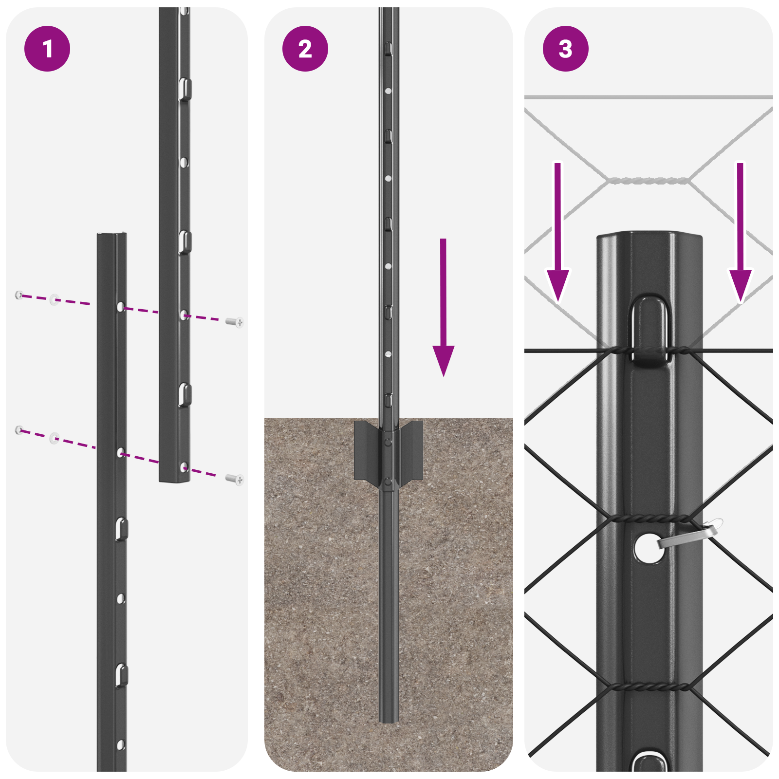 Fence Posts 10 pcs U-Channel Grey 120 cm Steel - Image 10