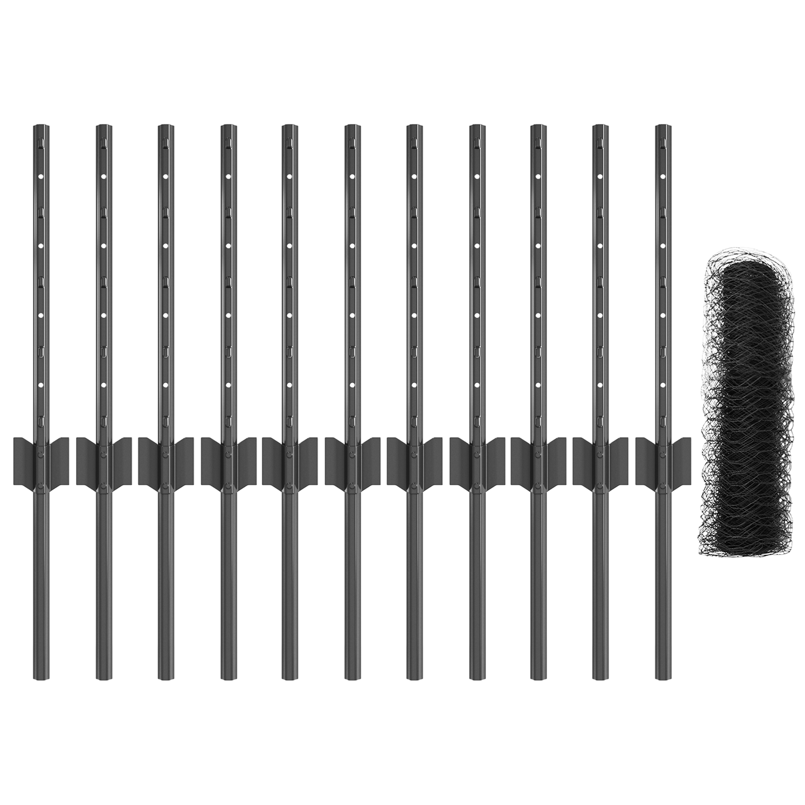 Fence Posts 11 pcs U-Channel Grey 40 cm Steel - Image 4