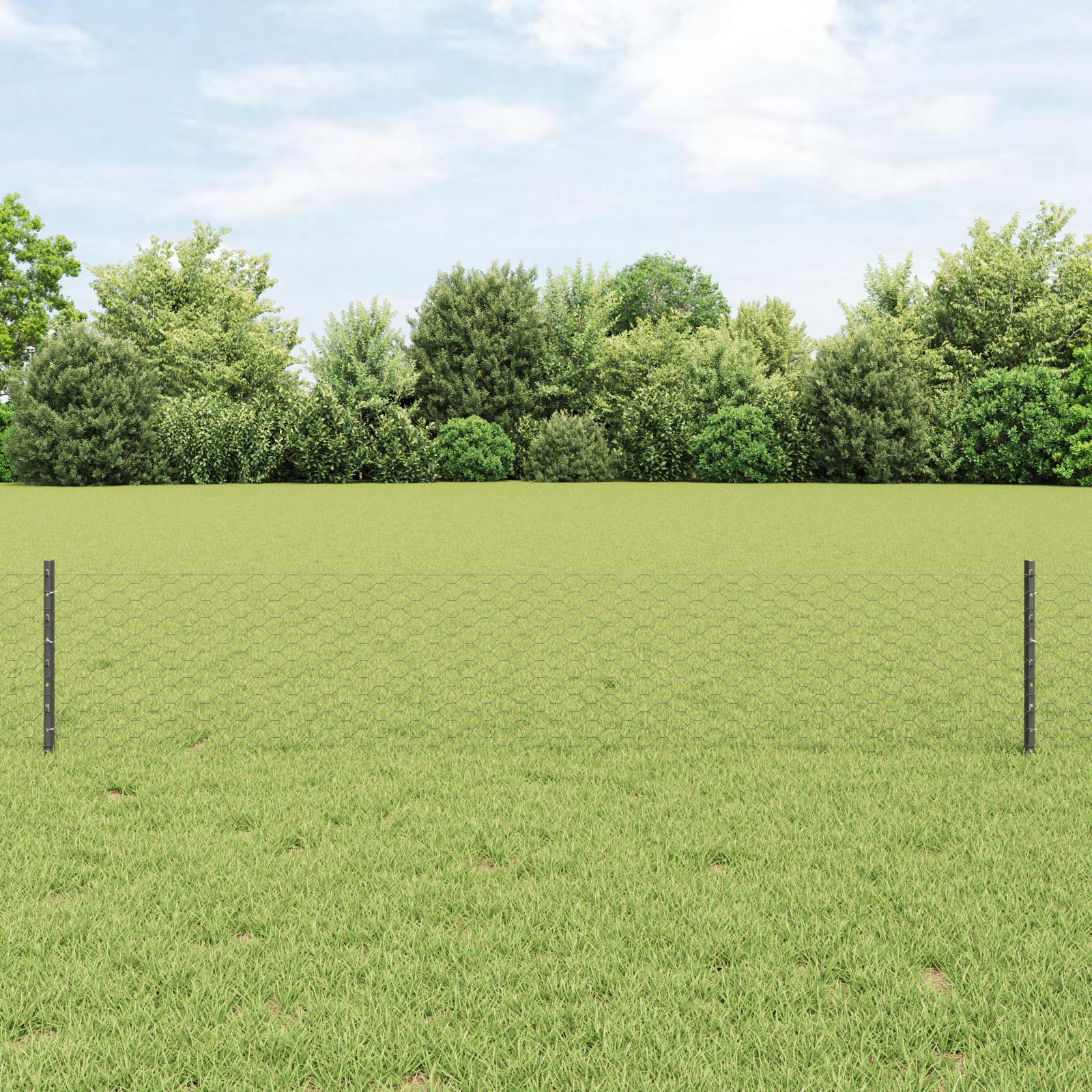 Fence Posts 11 pcs U-Channel Grey 40 cm Steel