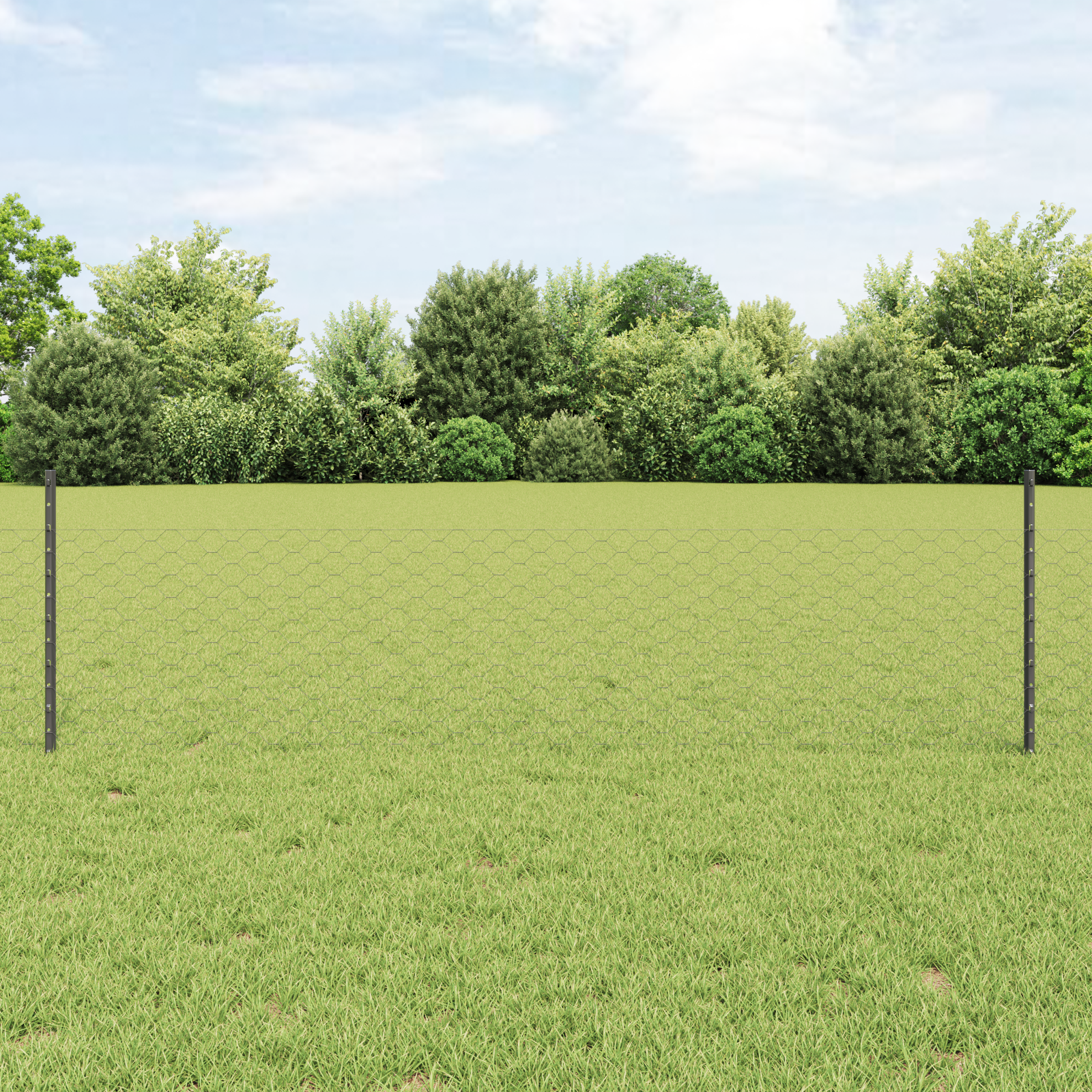 Hexagonal Garden Fence Set Set of 2 Grey Steel 25 x 0.5m