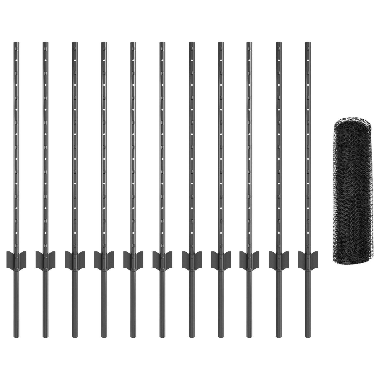Fence Posts 11 pcs U-Channel Grey 80 cm Steel - Image 4