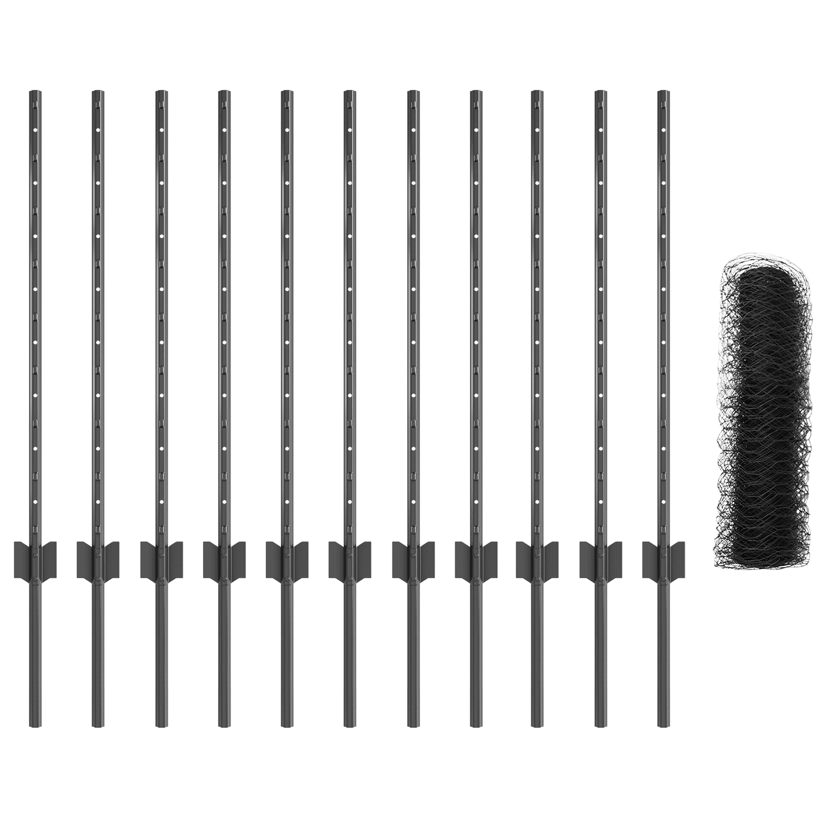 Fence Posts 11 pcs U-Channel Grey 80 cm Steel - Image 4