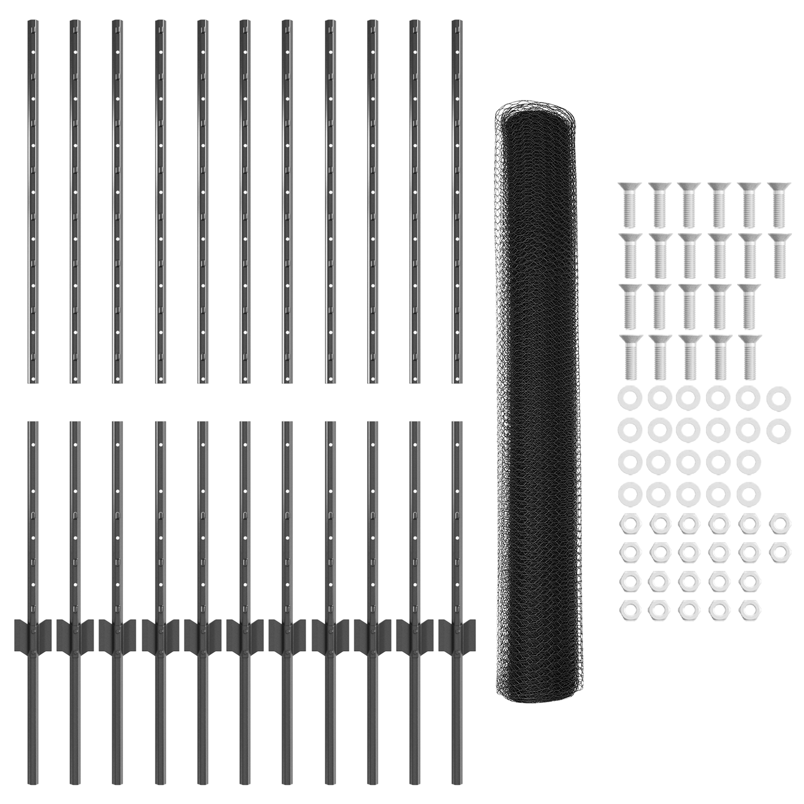 Garden Fence Set Set of 2 Grey Metal 25 x 1 m Durable - Image 5