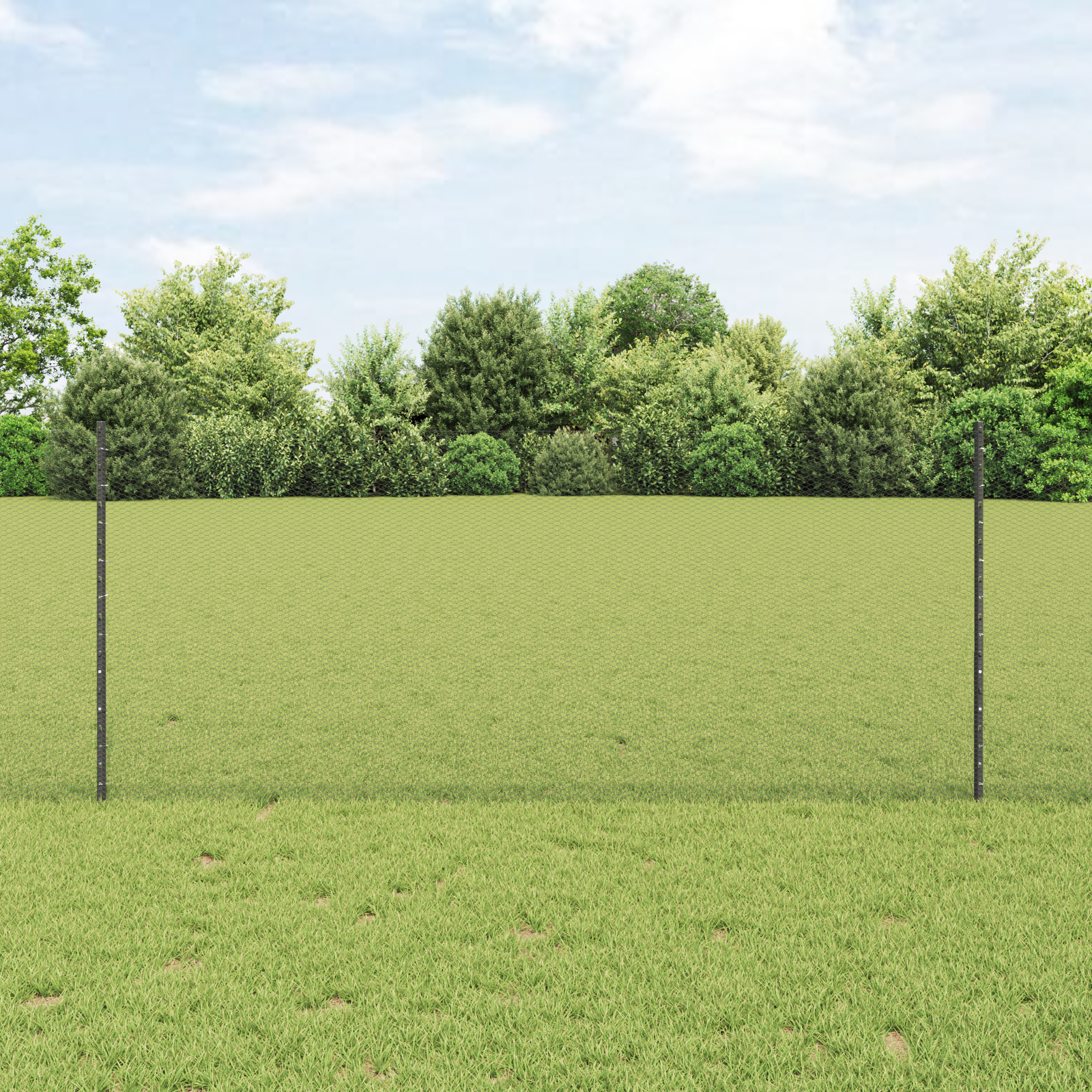 Garden Fence Set Set of 2 Grey Metal 25 x 1 m Durable