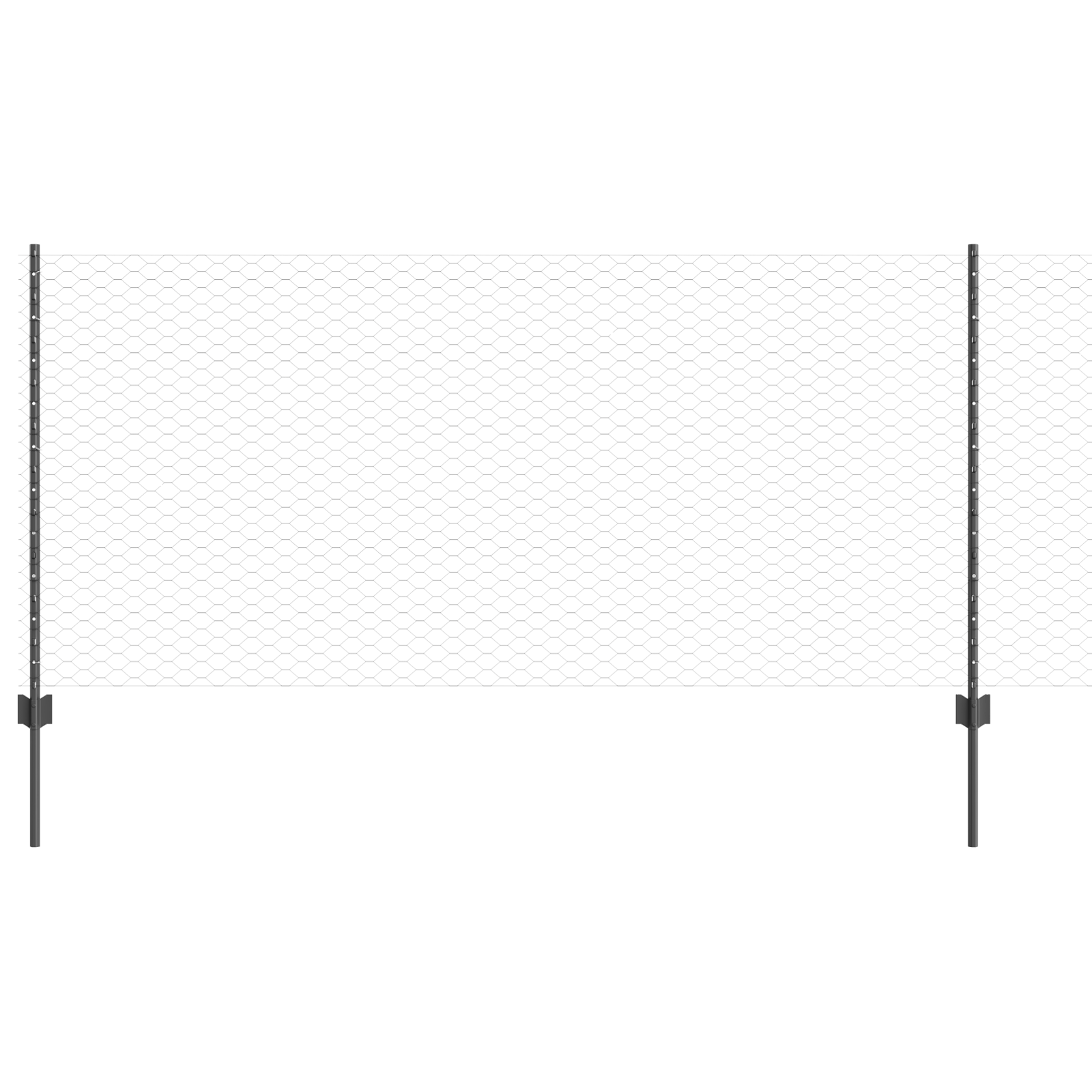 Hexagon Fence with 22 U Posts Grey 1x25 m Steel - Image 2