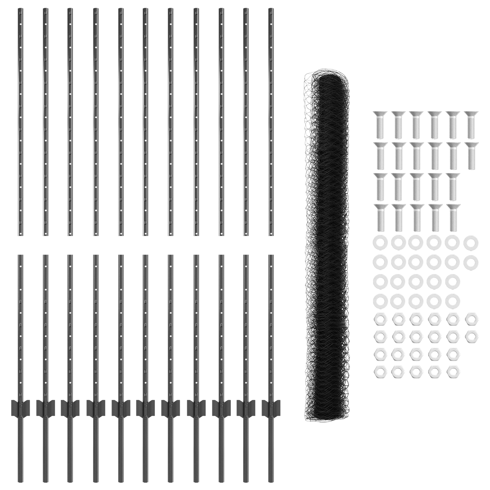 Fence Posts 22 pcs U-Channel Grey 140 cm Steel - Image 5