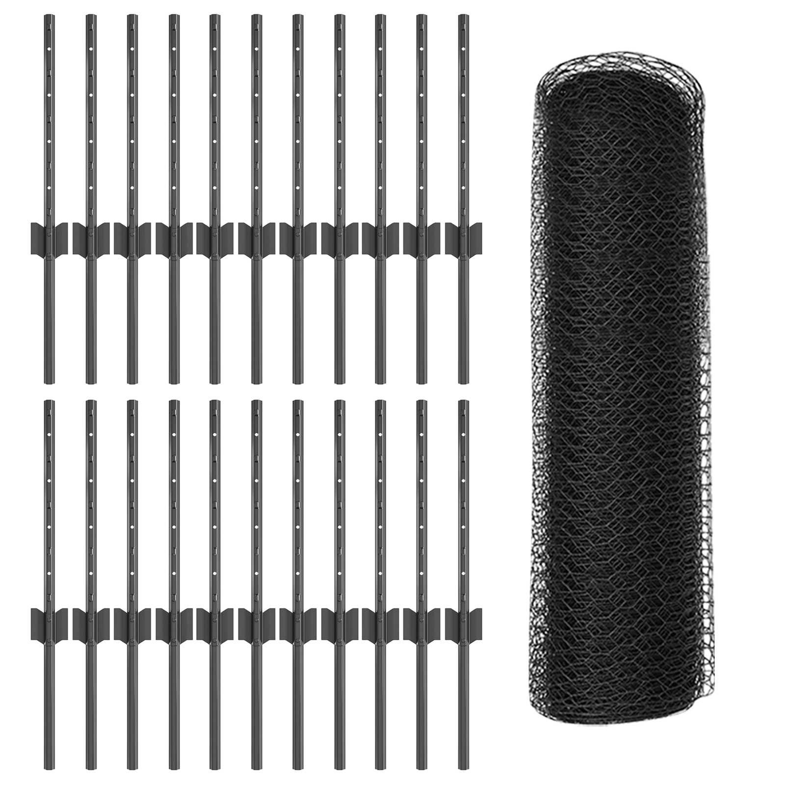 Fence Posts 11 pcs U-Channel Grey 40 cm Steel - Image 4