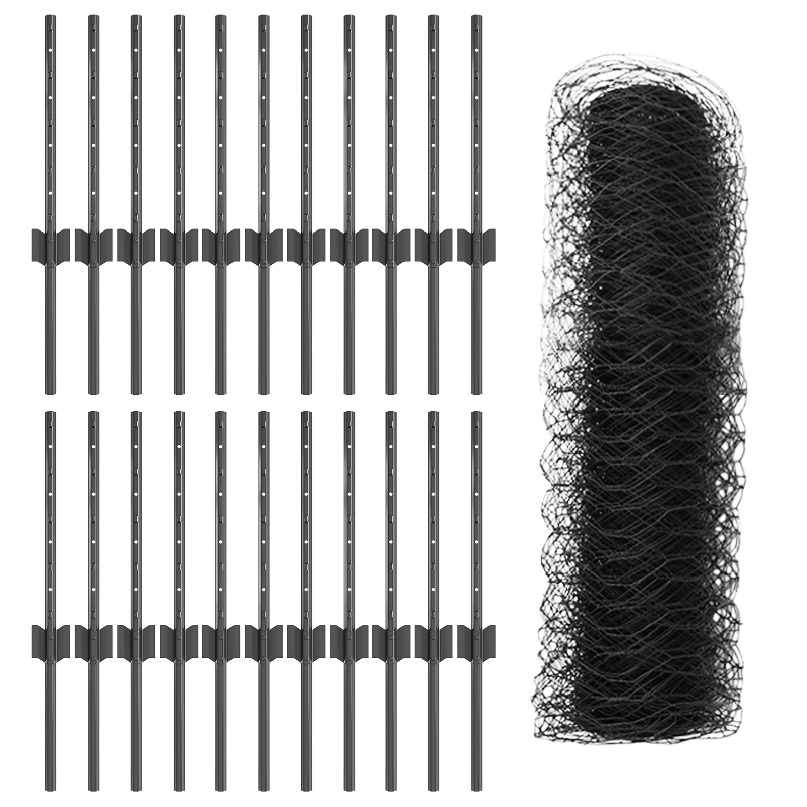 Fence Posts 11 pcs U-Channel Grey 40 cm Steel - Image 4