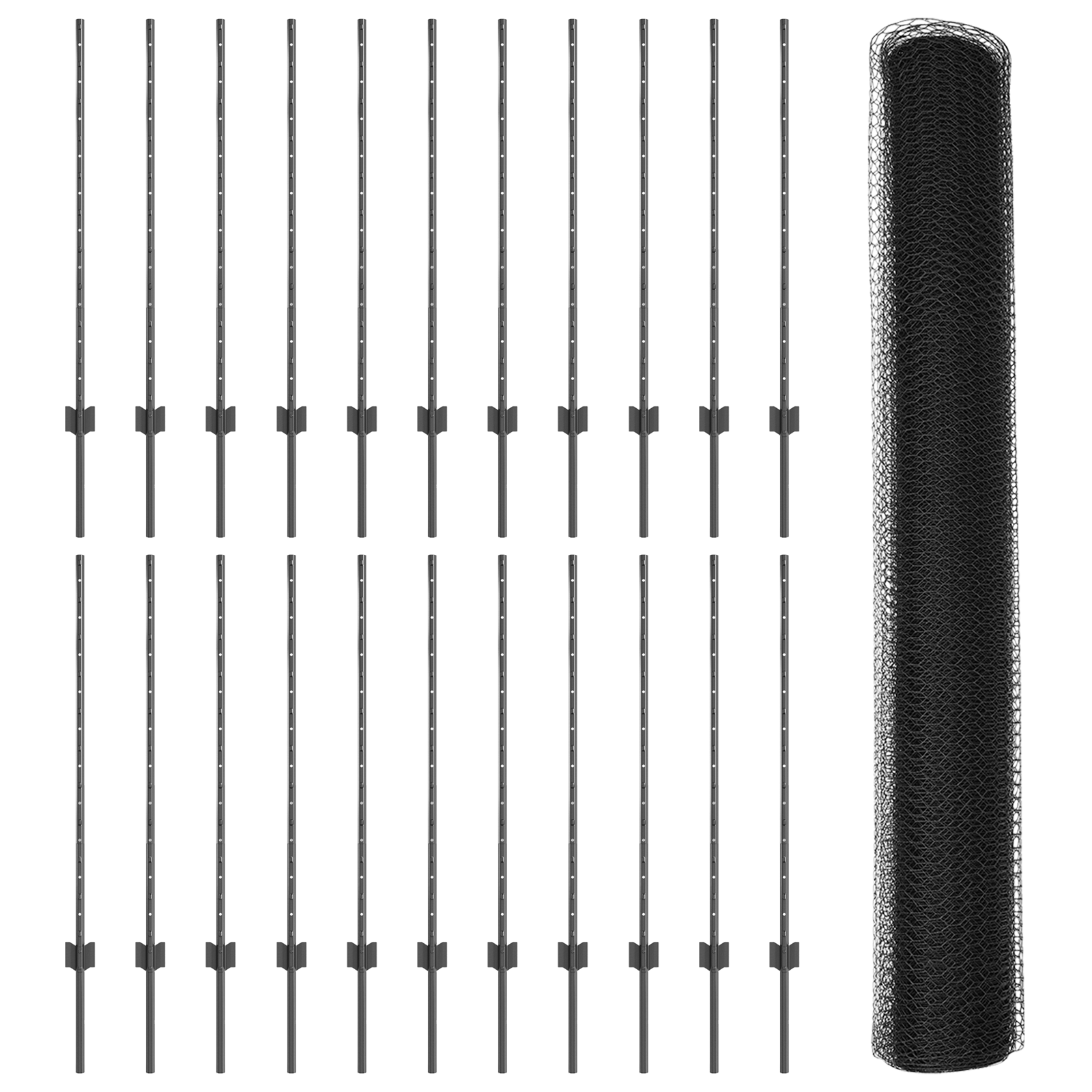 Fence Posts 22 pcs U-Channel Grey 100 cm Steel - Image 4