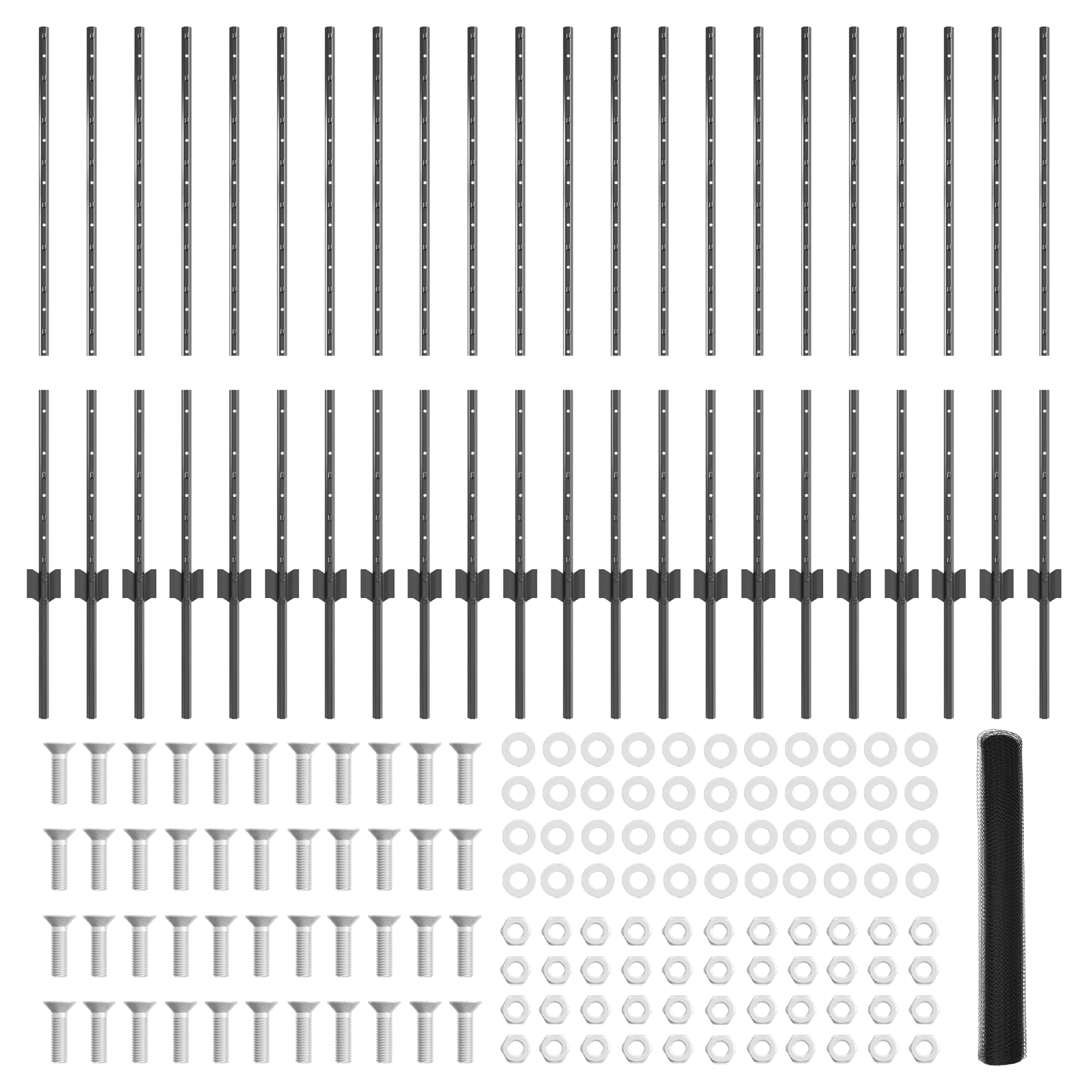 Fence Posts 22 pcs U-Channel Grey 100 cm Steel - Image 5