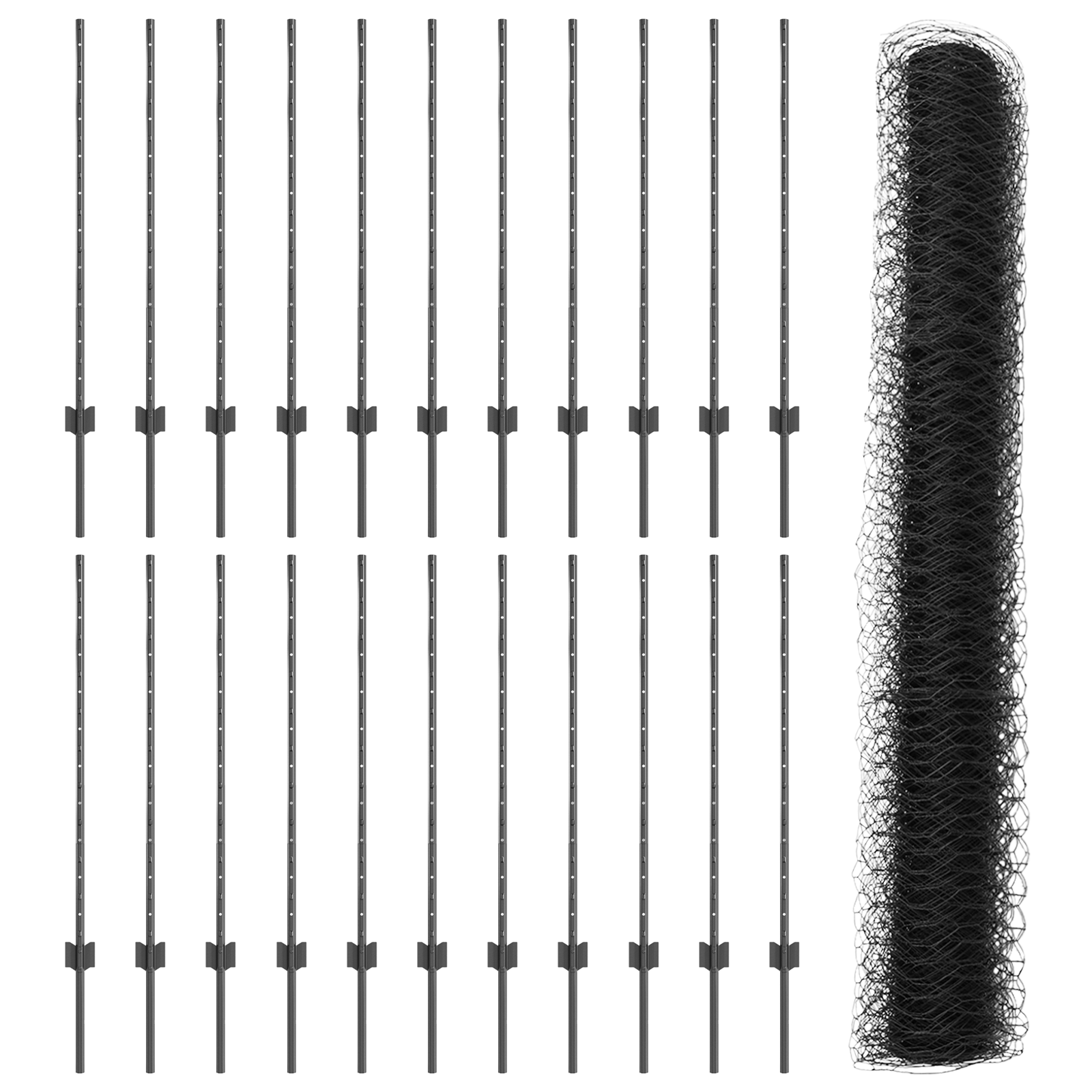 Fence Posts 22 pcs U-Channel Grey 100 cm Steel - Image 4