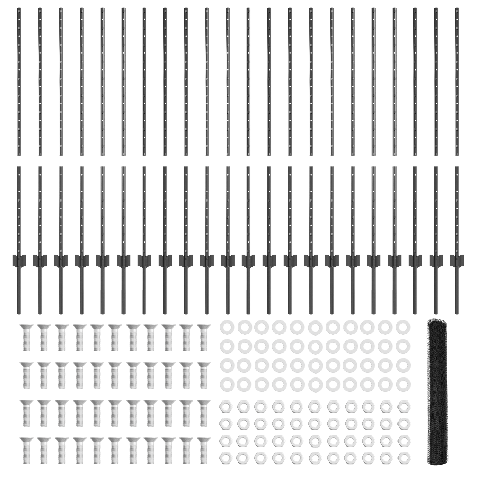 Fence Posts 22 pcs U-Channel Grey 120 cm Steel - Image 5