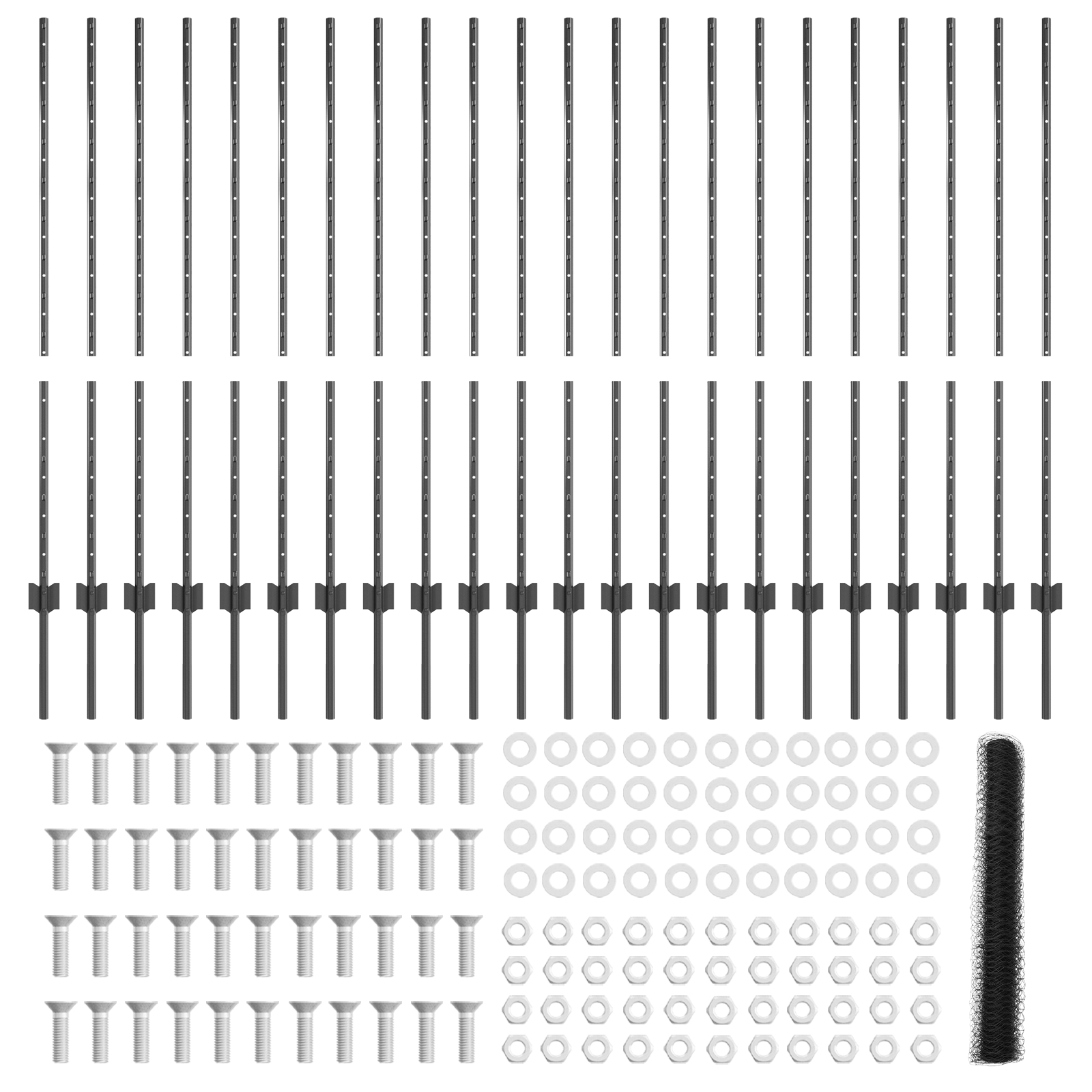 Fence Posts 22 pcs U-Channel Grey 120 cm Steel - Image 5