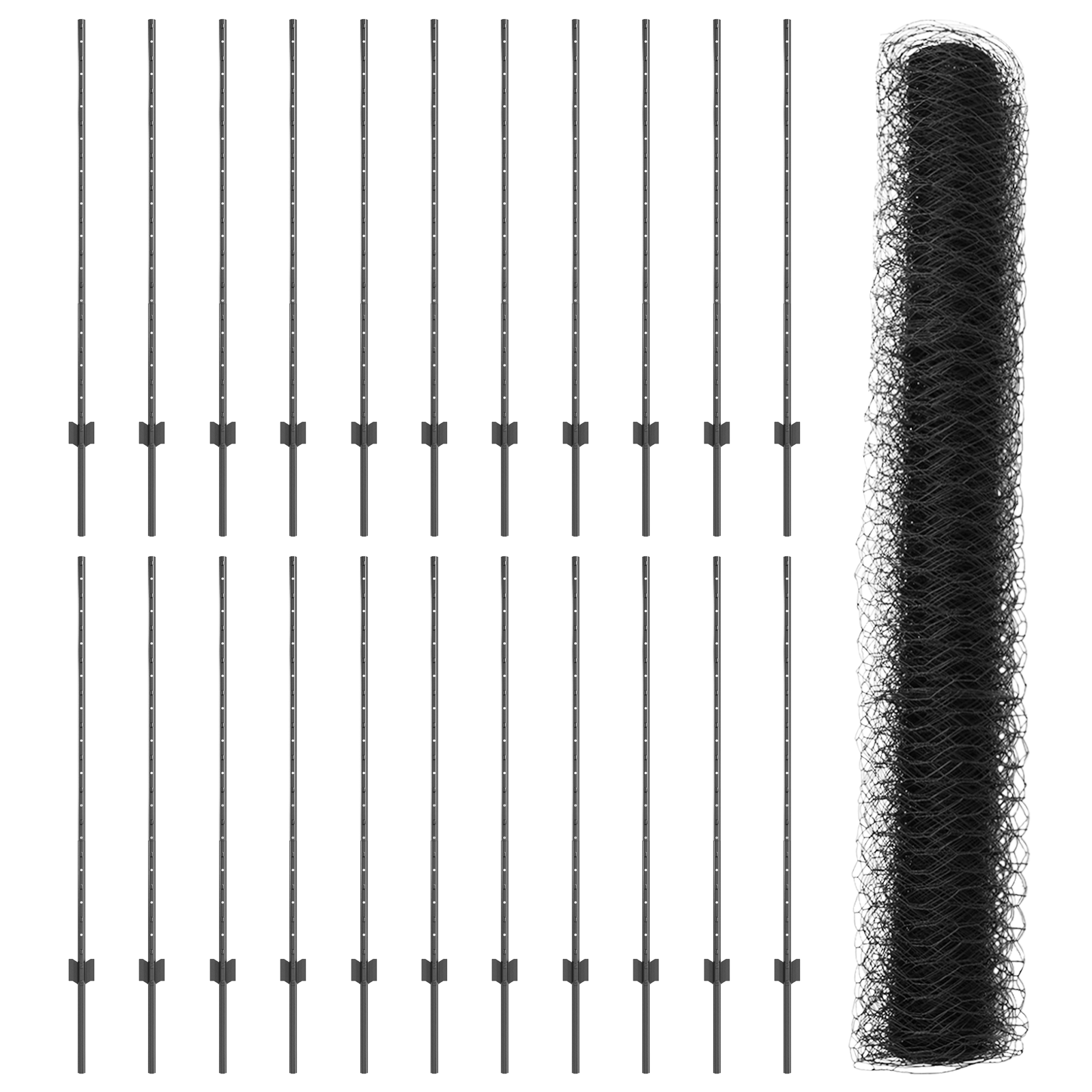 Fence Posts 22 pcs U-Channel Grey 120 cm Steel - Image 4