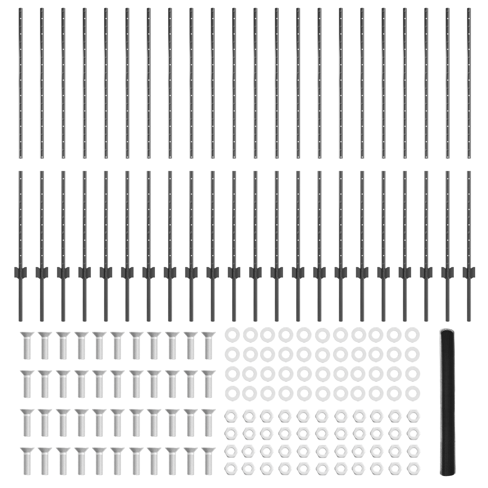 Fence Posts 22 pcs U-Channel Grey 140 cm Steel - Image 5