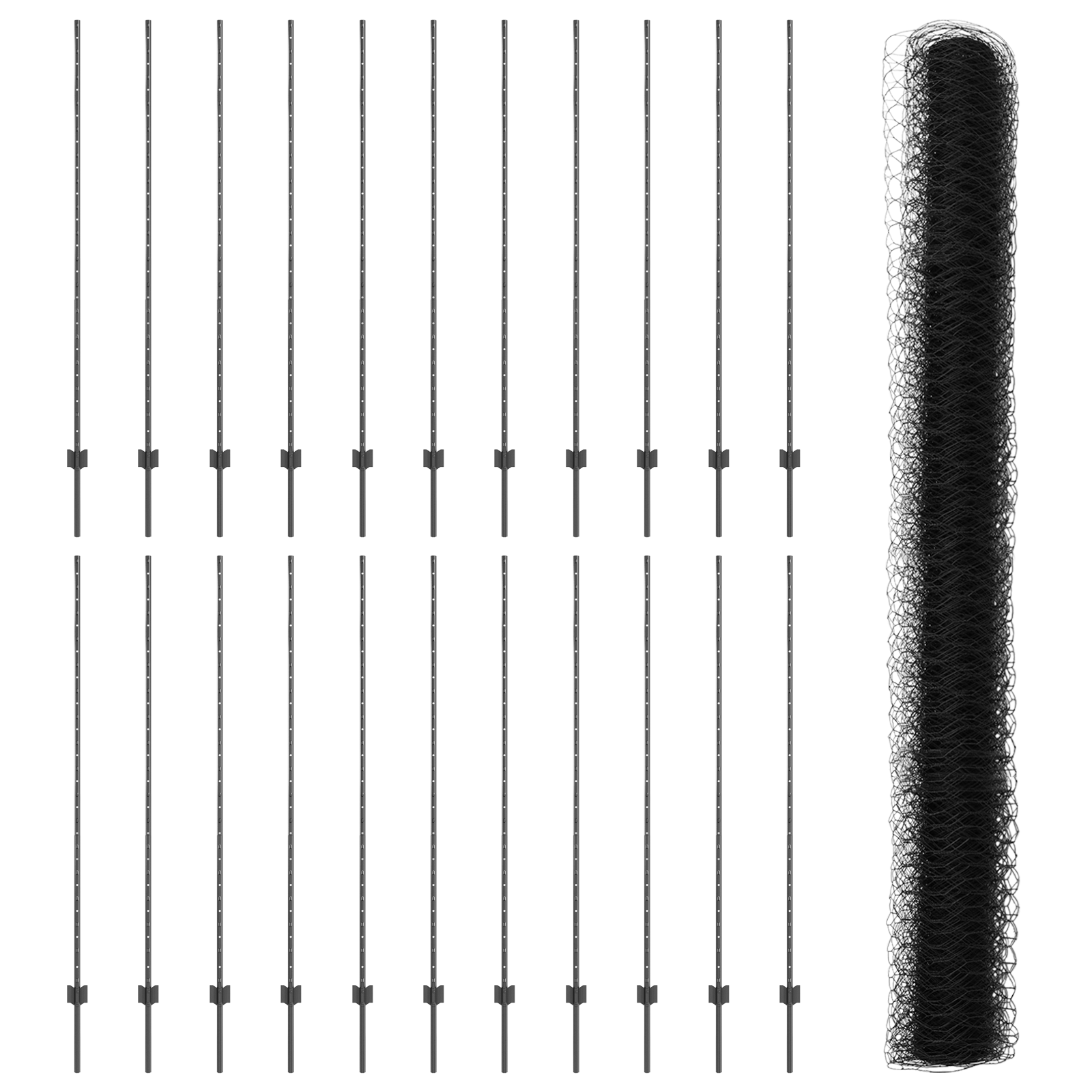 Fence Posts 22 pcs U-Channel Grey 150 cm Steel - Image 4