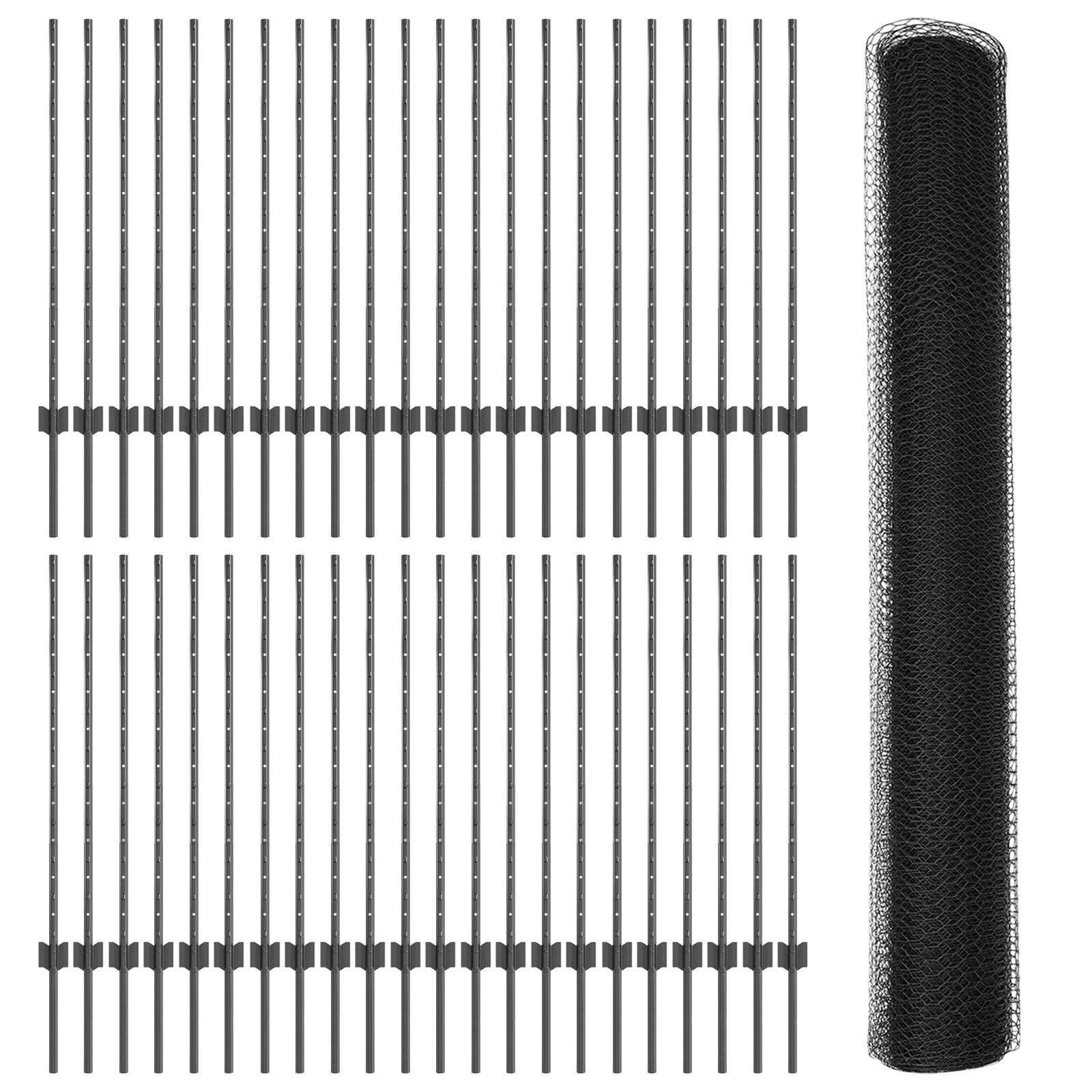 Fence Posts 22 pcs U-Channel Grey 100 cm Steel - Image 4