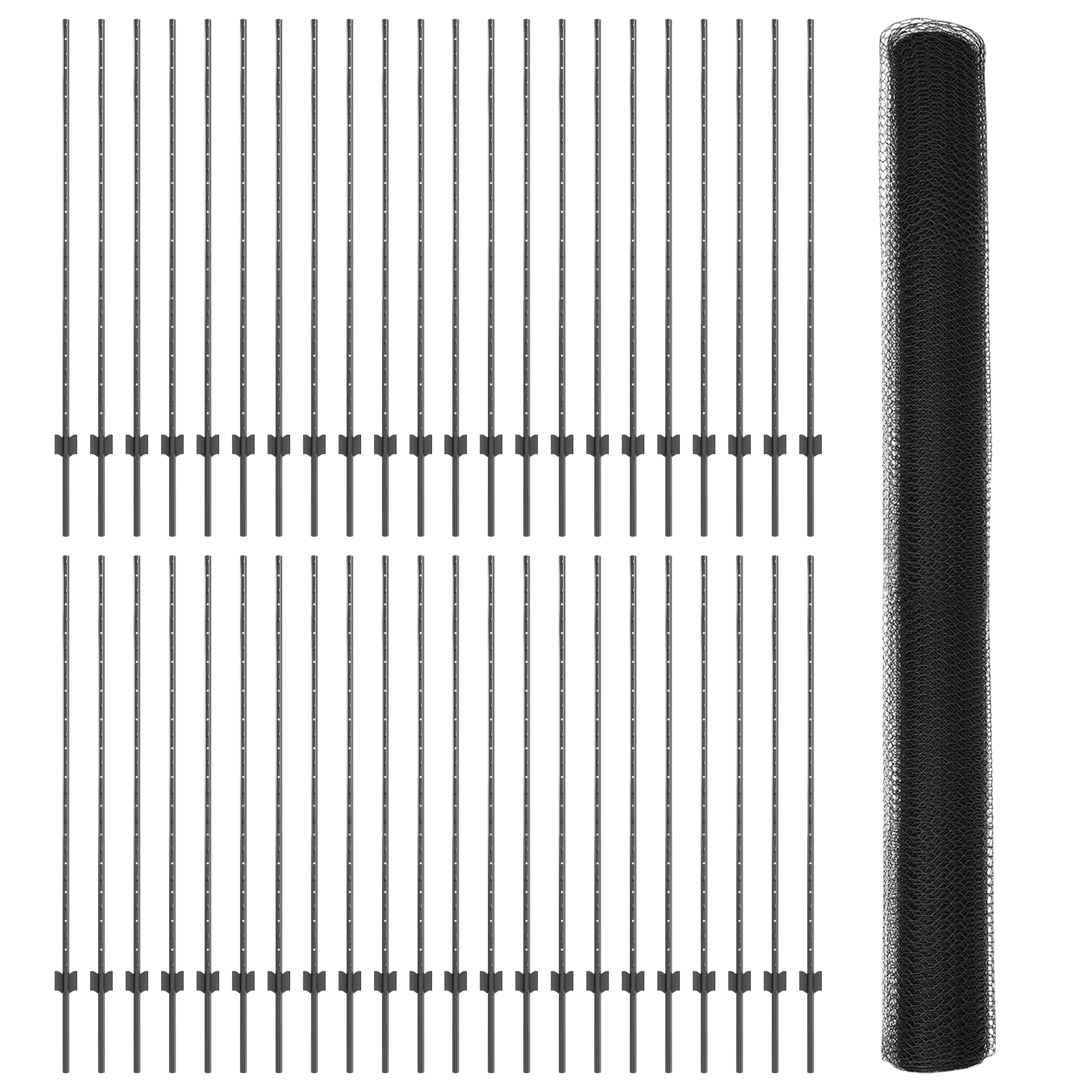 Fence Posts 22 pcs U-Channel Grey 140 cm Steel - Image 4