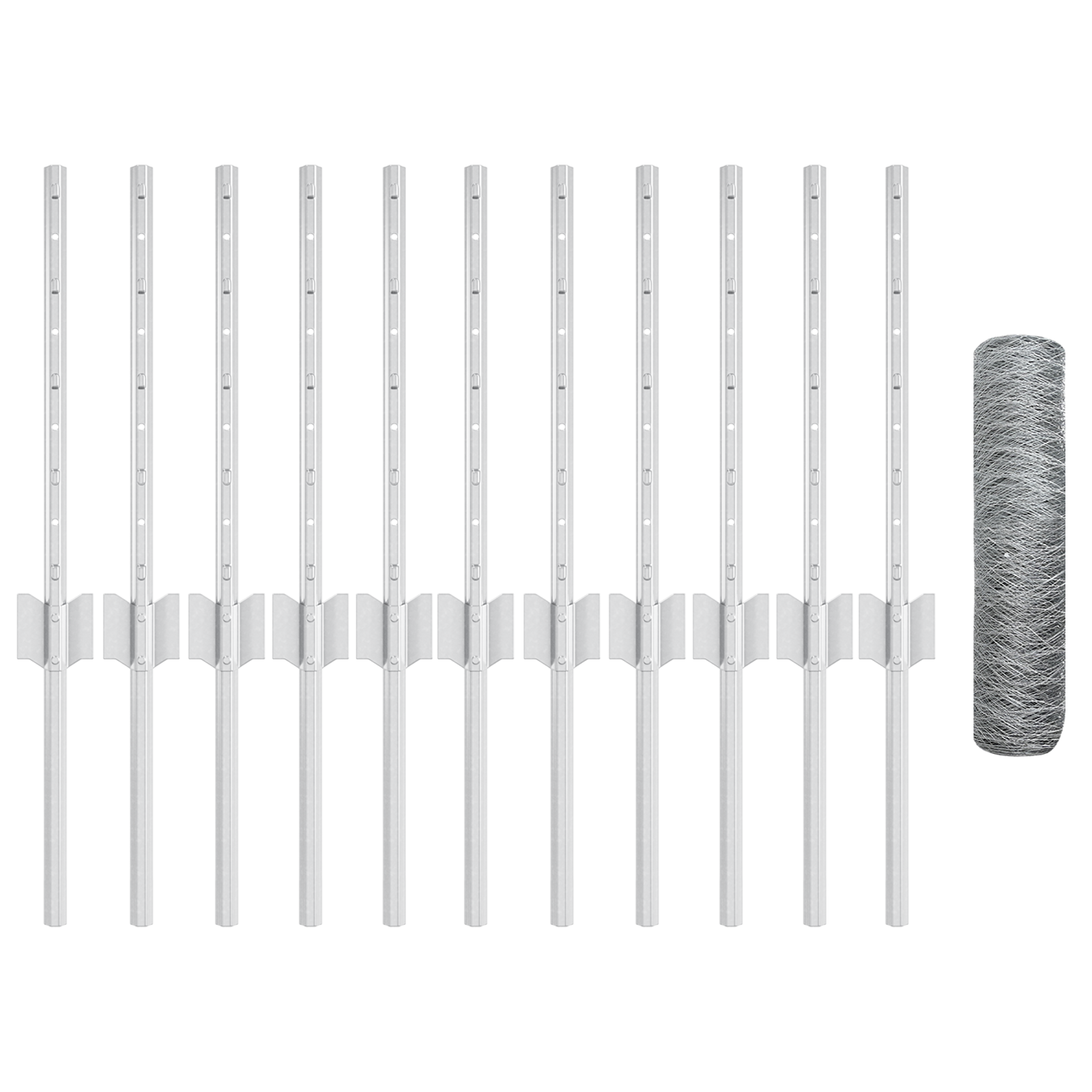 Fence Posts 11 pcs U-Channel 40 cm Galvanised Steel - Image 2