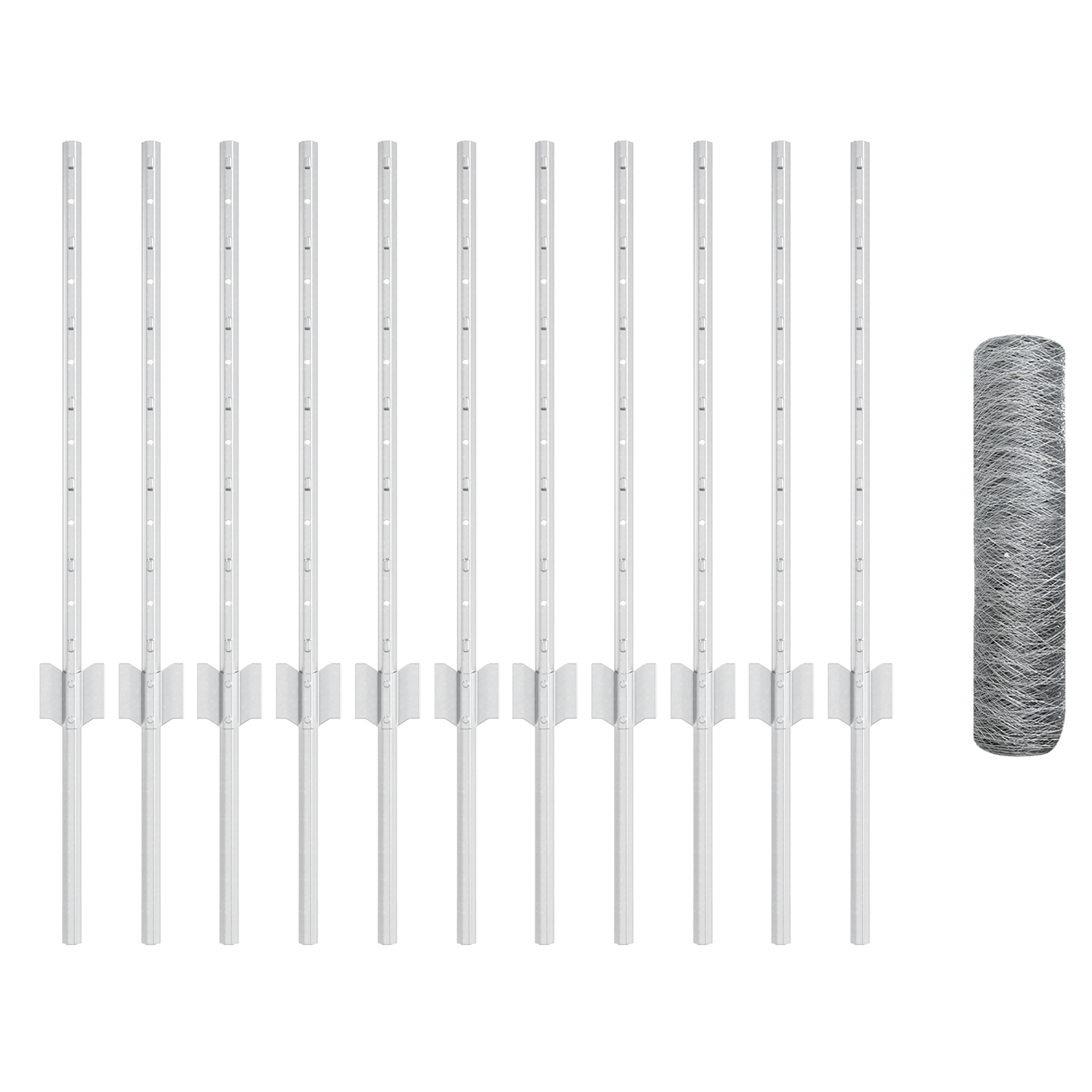 Hexagon Fence with 11 U Posts Silver 0.5x25 m Steel - Image 4
