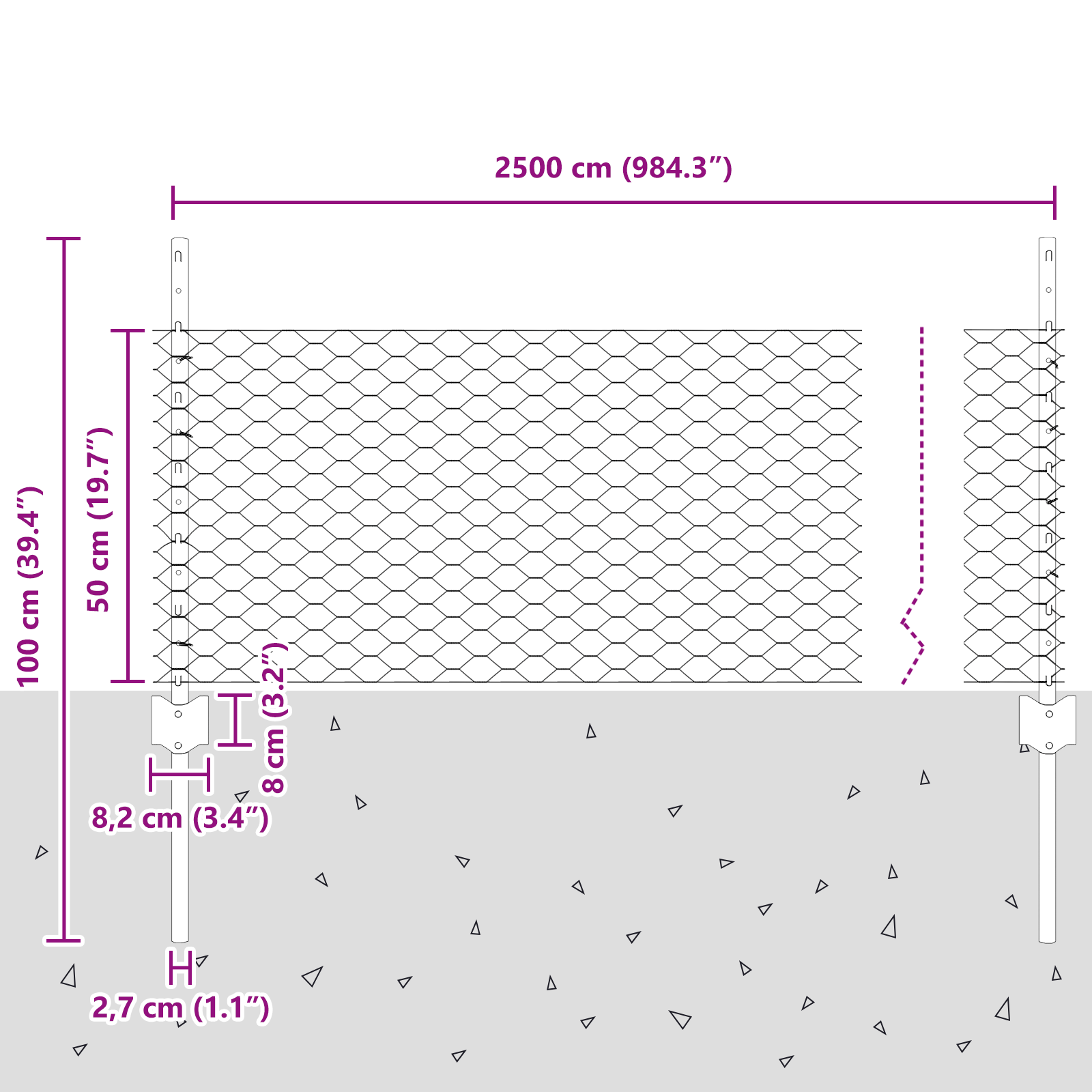 Hexagon Fence with 11 U Posts Silver 0.5x25 m Steel - Image 10
