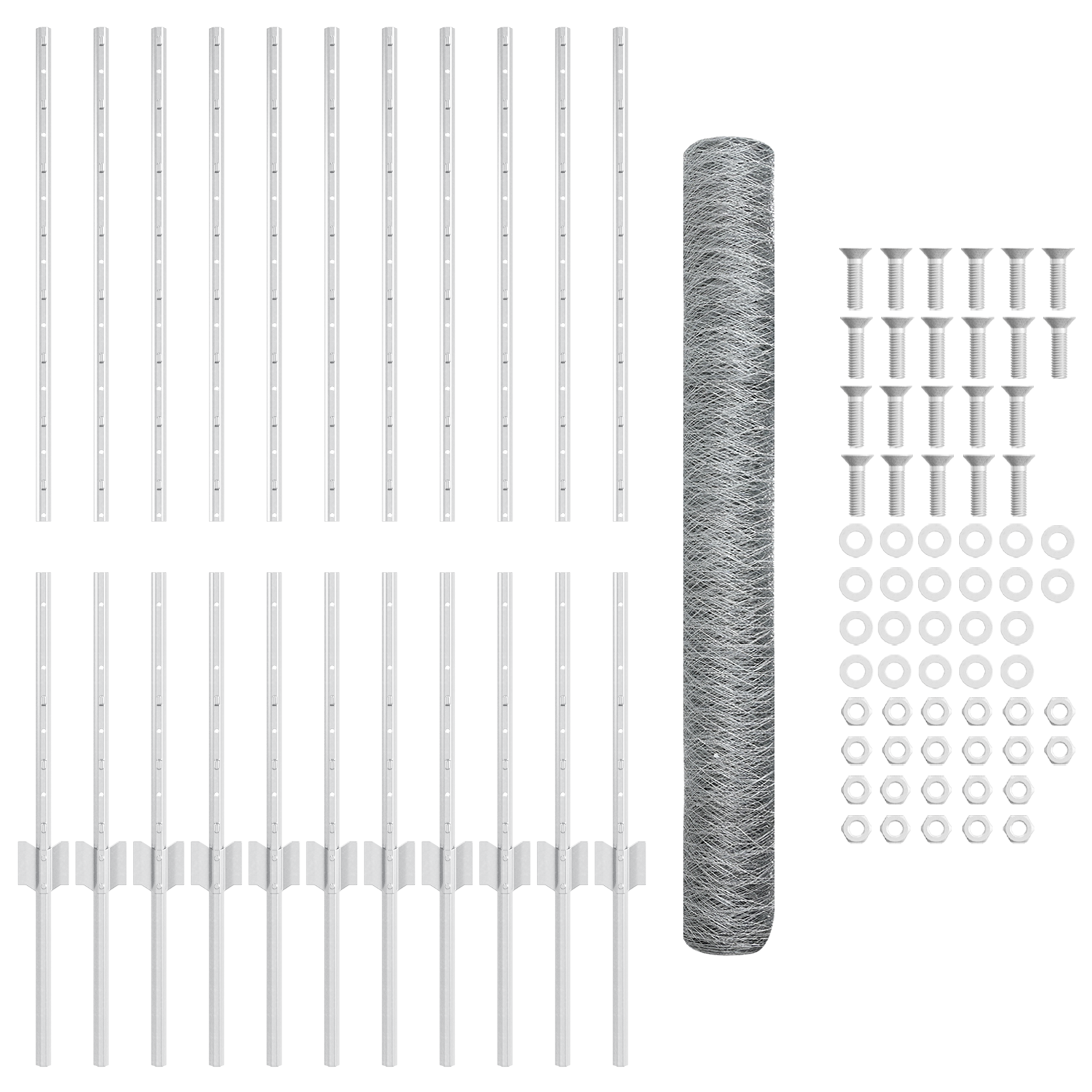 Hexagon Fence with 22 U Posts Silver 1x25 m Steel - Image 5