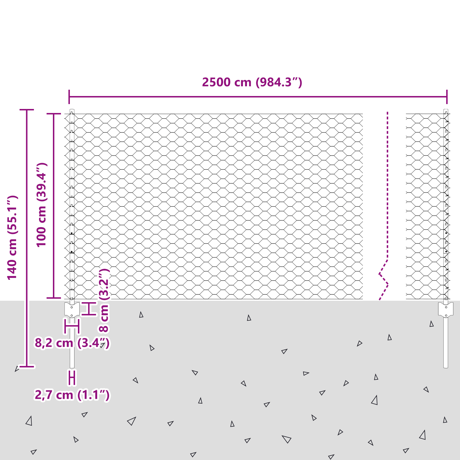 Hexagonal Garden Fence Set Set of 2 Galvanised steel 25 x 1 m - Image 11
