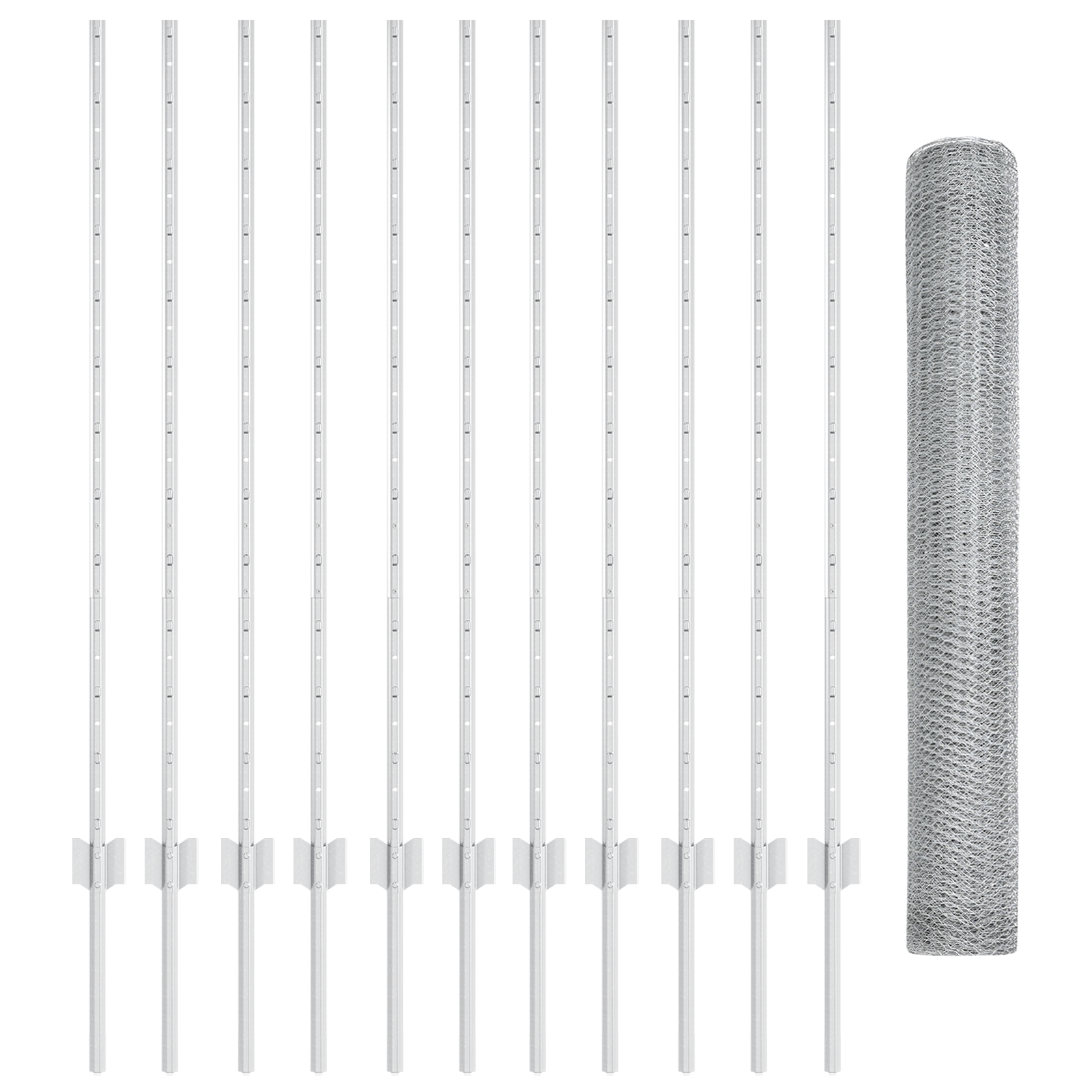 Garden Fence Set Set of 2 Galvanised steel Galvanised Steel - Image 4