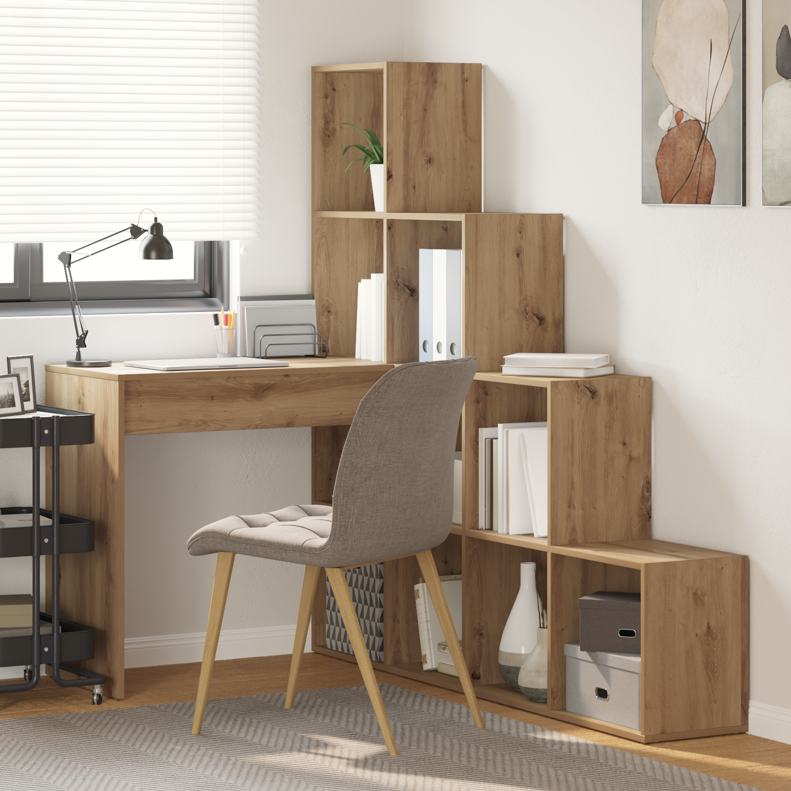 Hoekbureau artisanaal eikenkleurig 101,5 x 149,5 x 149,5 cm