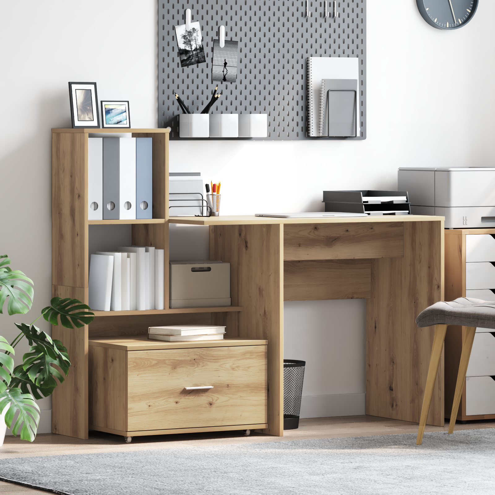 vidaXL Schreibtisch Artisan-Eiche 131,5 x 50 x 106,5 cm Holzwerkstoff – Bild 3