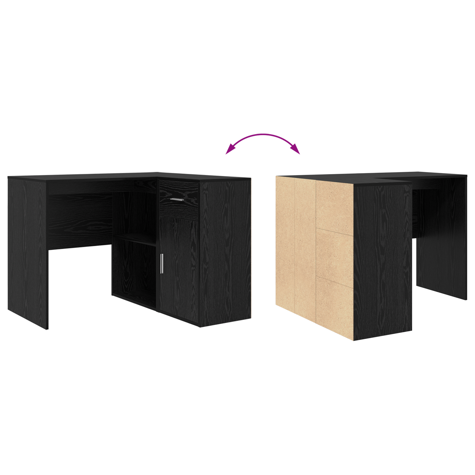 Corner Desk Black Oak 102x88x75 cm Engineered Wood - Image 10