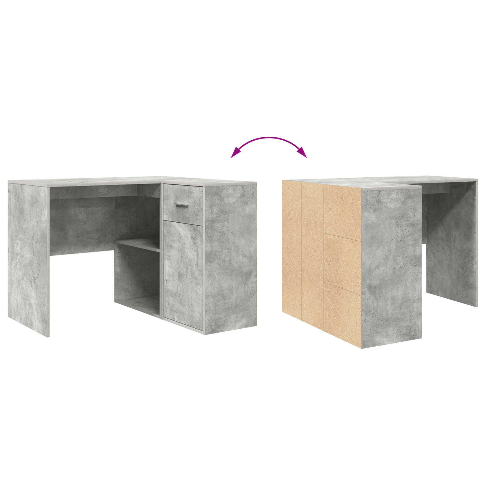 Corner Desk Concrete Grey 102x88x75 cm Engineered Wood - Image 10