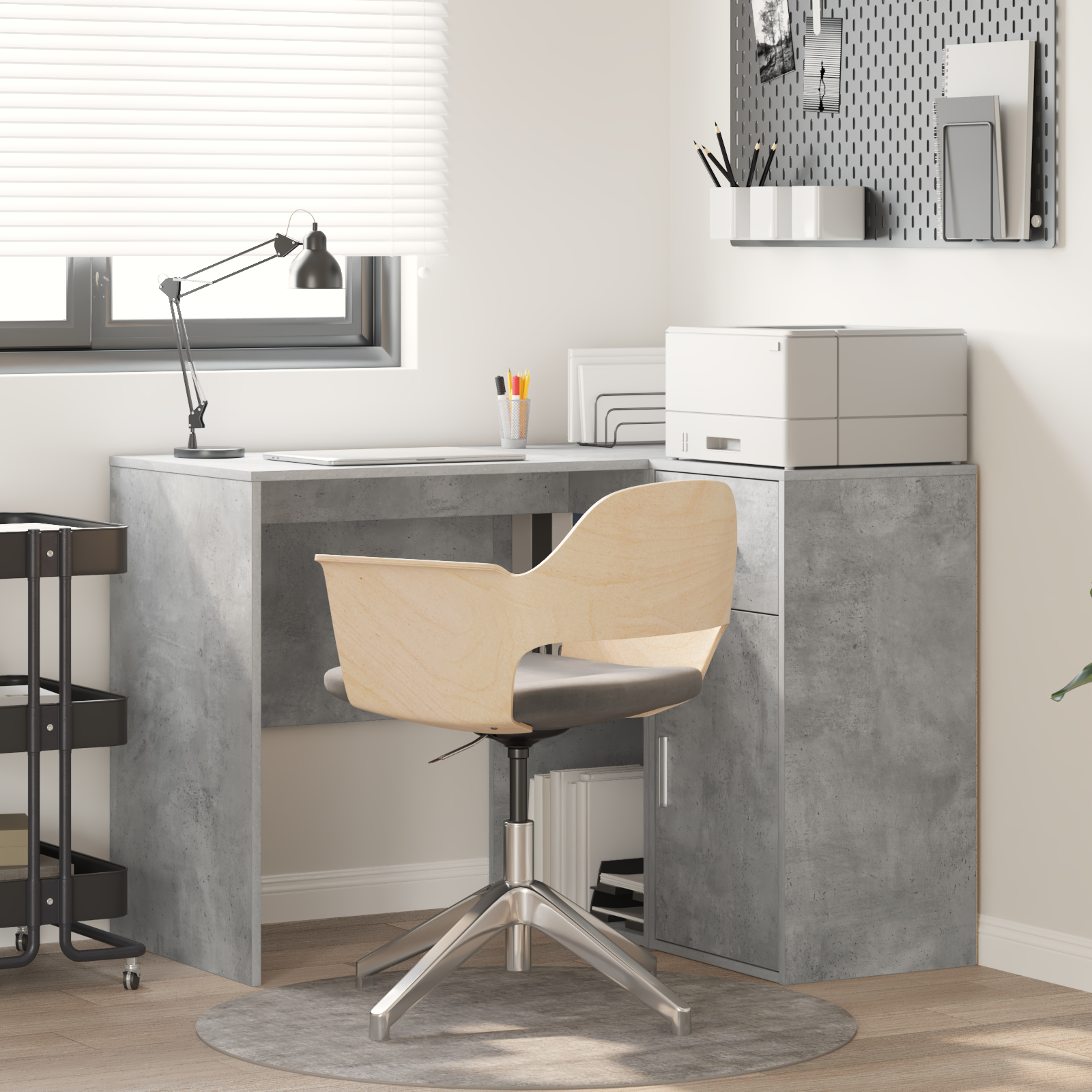 Corner Desk Concrete Grey 102x88x75 cm Engineered Wood
