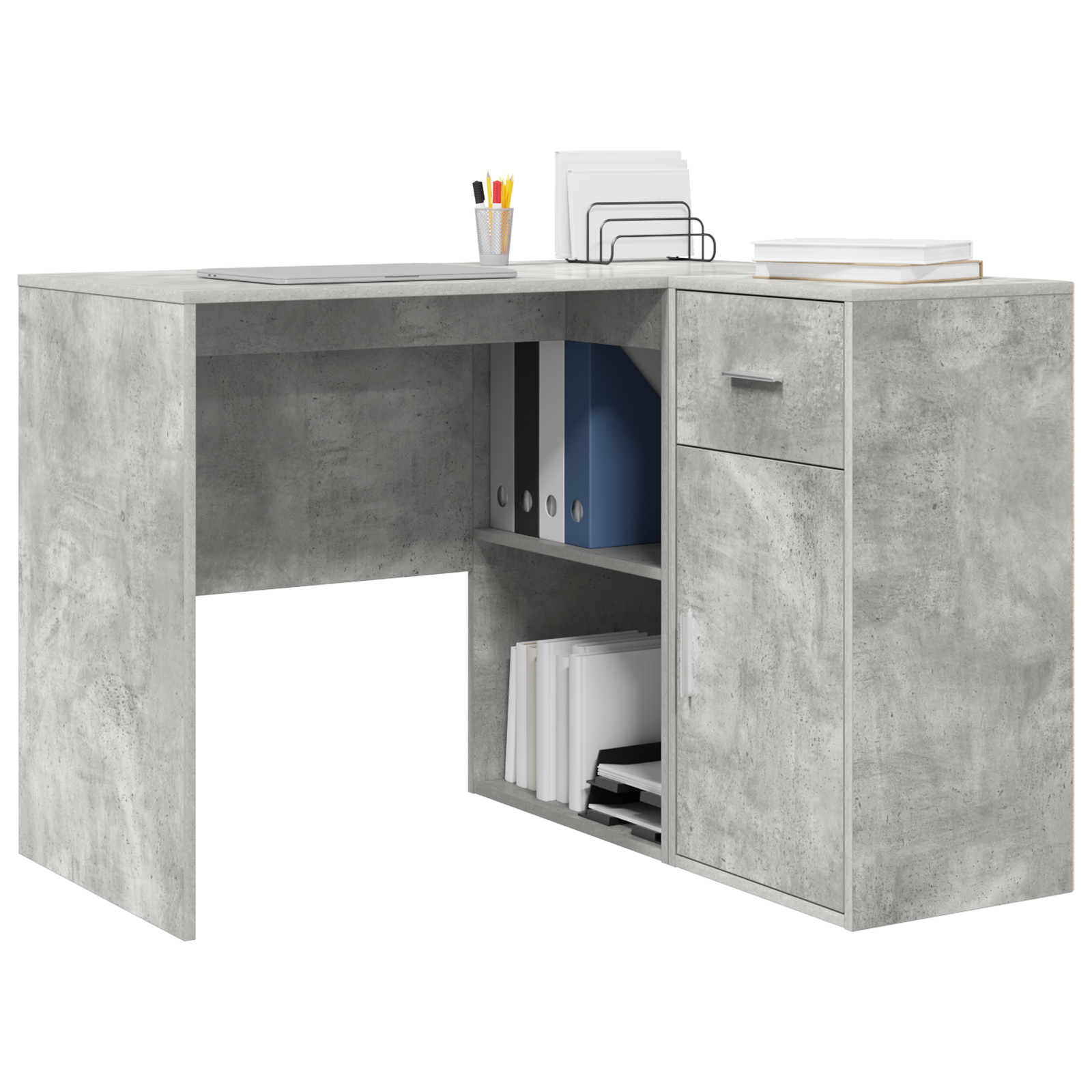 Corner Desk Concrete Grey 102x88x75 cm Engineered Wood - Image 3