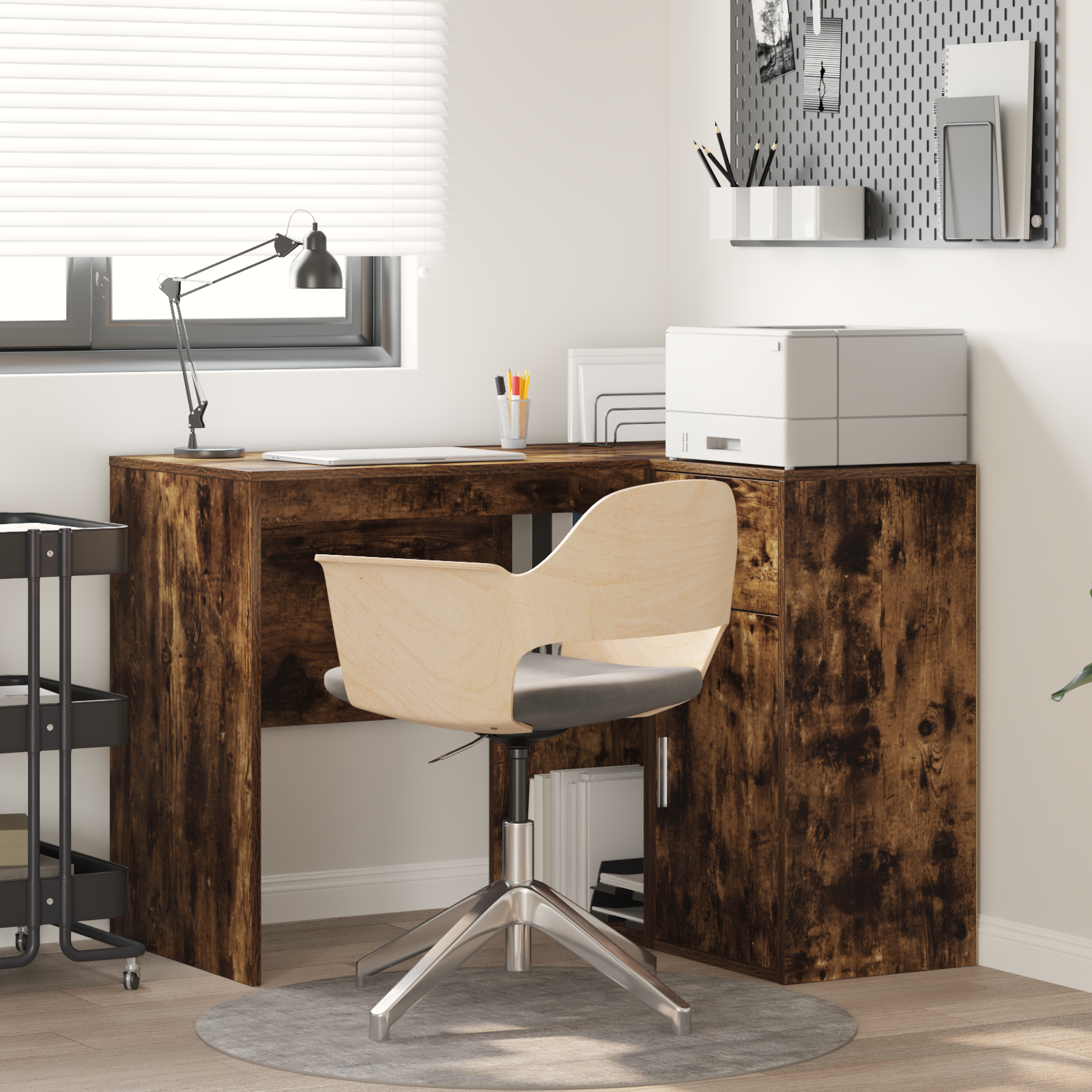 Corner Desk Smoked Oak 102x88x75 cm Engineered Wood