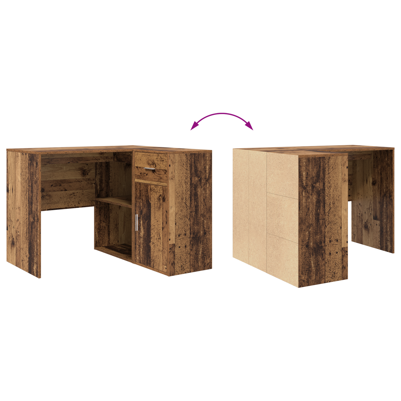 Corner Desk Old Wood 102x88x75 cm Engineered Wood - Image 10