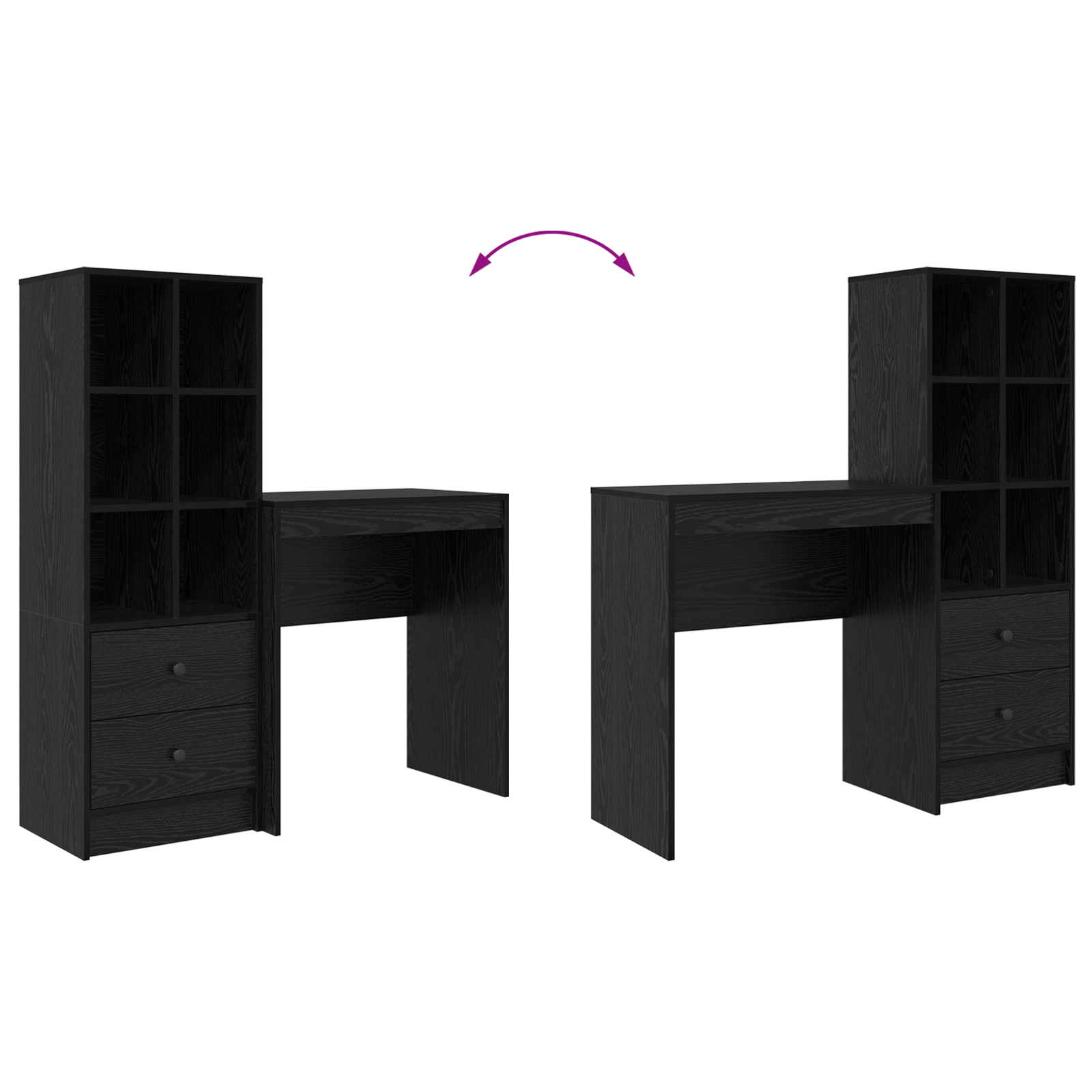 Miza s predalom s polico s shranjevanjem 2 pcs Črna Orehovina - slika 12