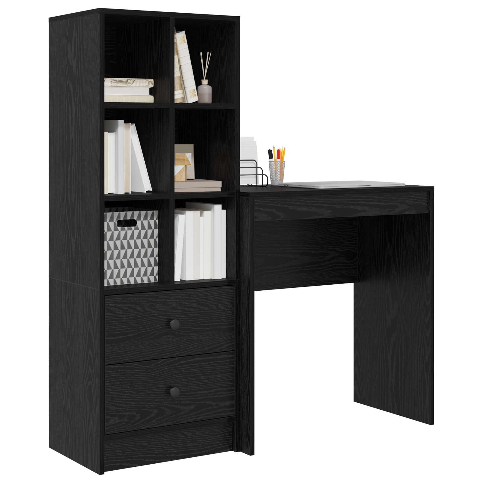 Desk with Storage Black Oak Engineered Wood - Image 3
